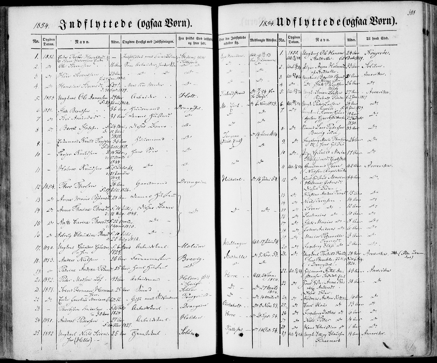Bamble kirkebøker, AV/SAKO-A-253/F/Fa/L0005: Parish register (official) no. I 5, 1854-1869, p. 388