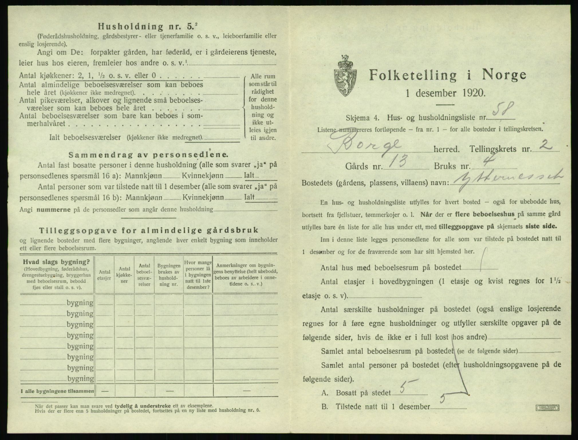 SAT, 1920 census for Borge, 1920, p. 271