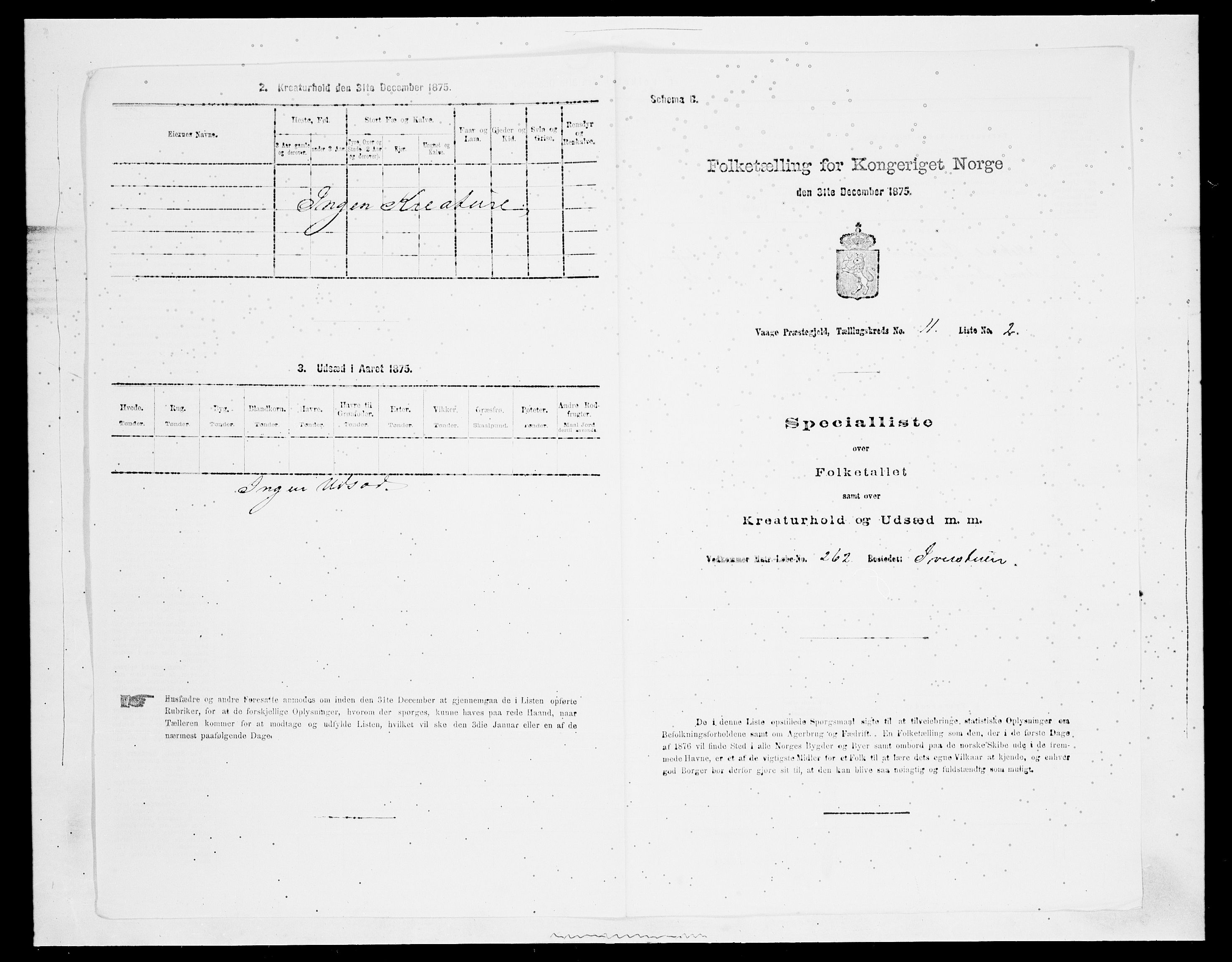 SAH, 1875 census for 0515P Vågå, 1875, p. 1901