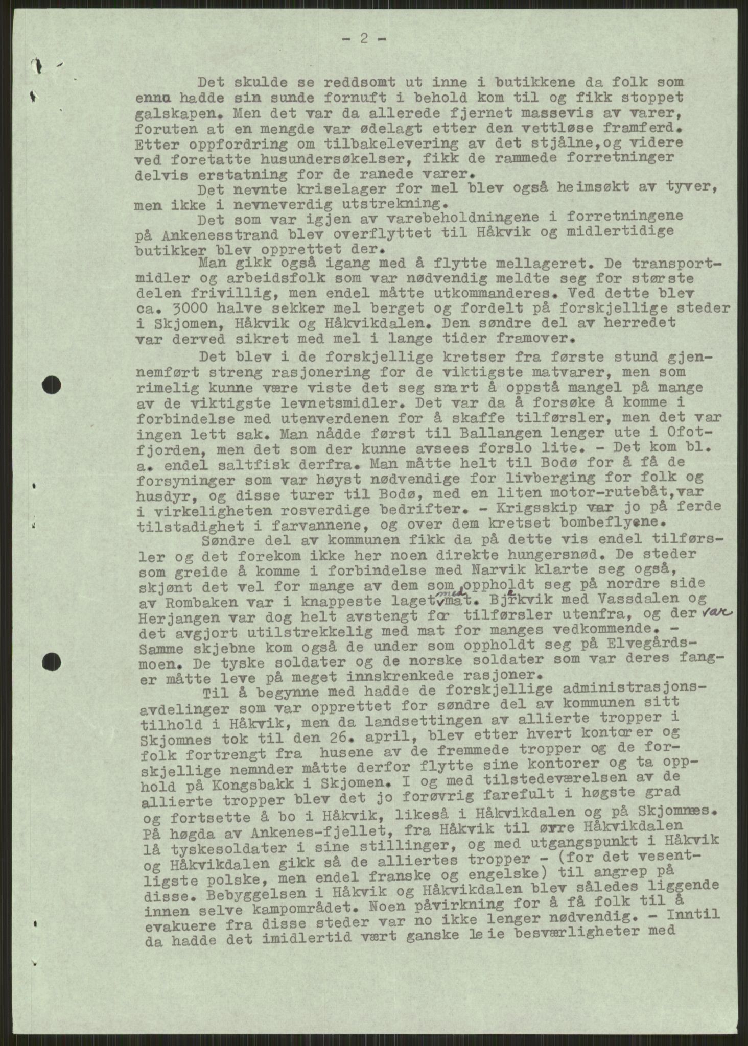 Forsvaret, Forsvarets krigshistoriske avdeling, AV/RA-RAFA-2017/Y/Ya/L0017: II-C-11-31 - Fylkesmenn.  Rapporter om krigsbegivenhetene 1940., 1940, p. 29