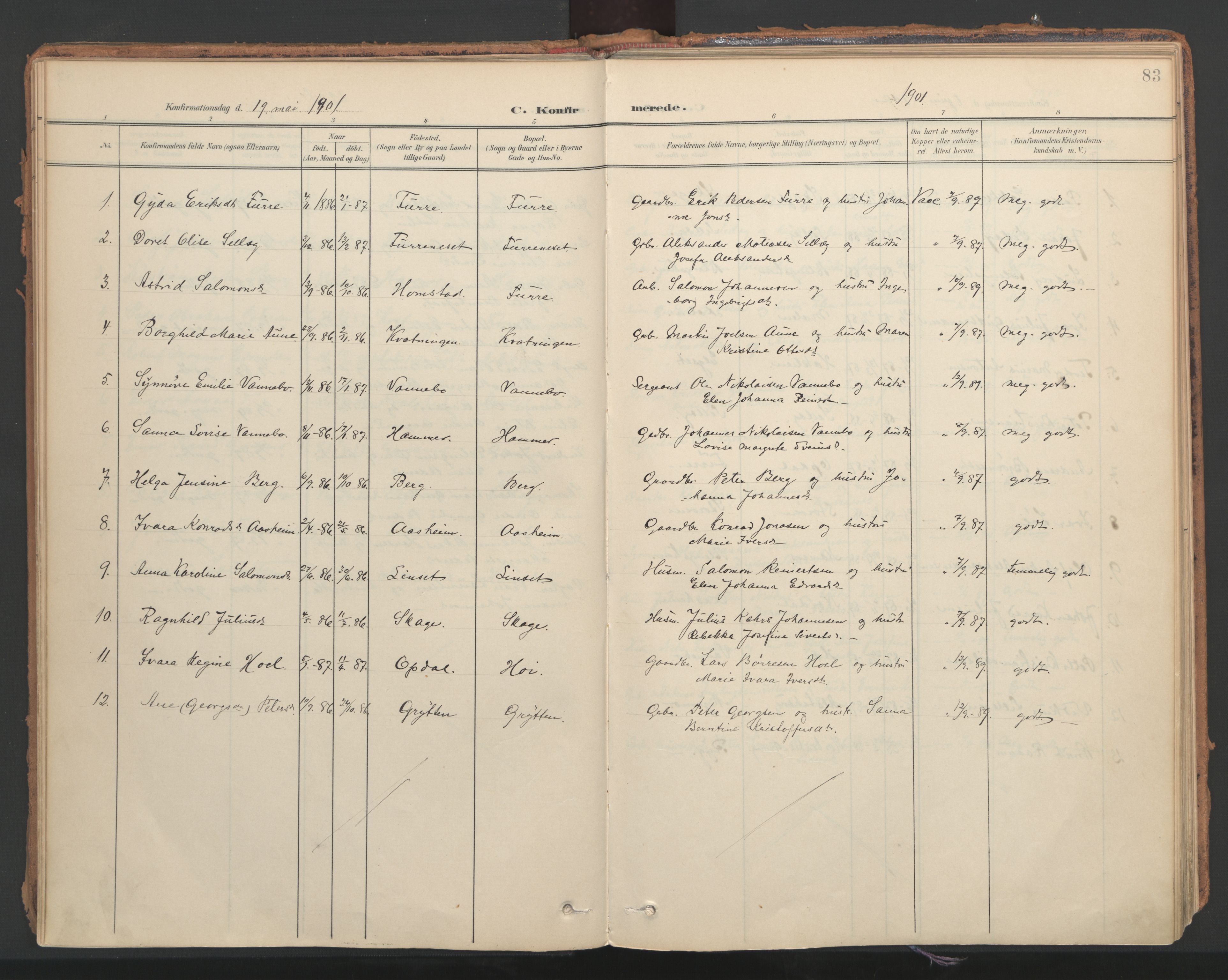 Ministerialprotokoller, klokkerbøker og fødselsregistre - Nord-Trøndelag, SAT/A-1458/766/L0564: Parish register (official) no. 767A02, 1900-1932, p. 83