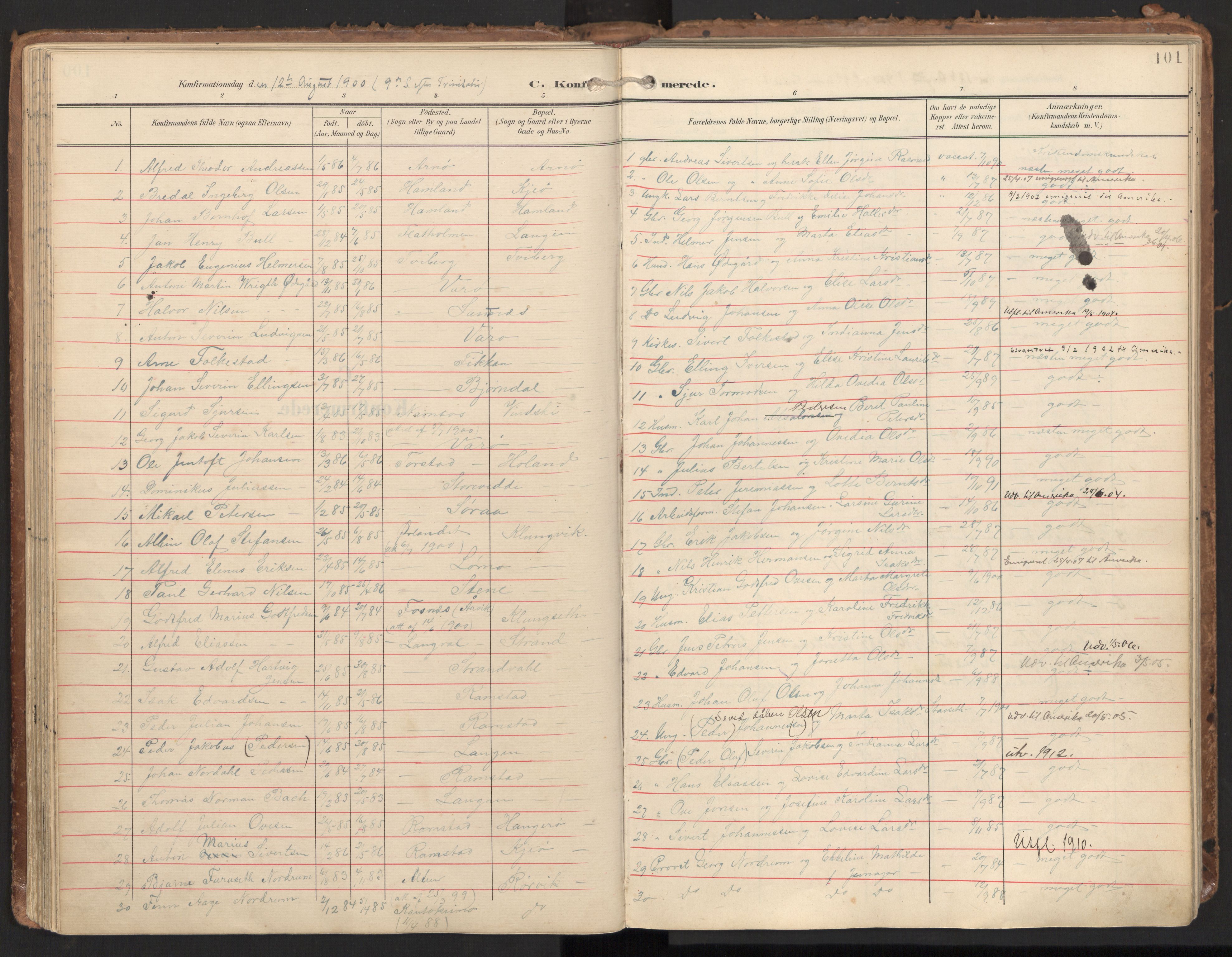 Ministerialprotokoller, klokkerbøker og fødselsregistre - Nord-Trøndelag, SAT/A-1458/784/L0677: Parish register (official) no. 784A12, 1900-1920, p. 101