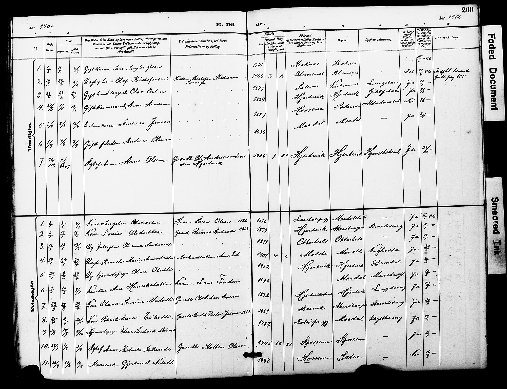 Ministerialprotokoller, klokkerbøker og fødselsregistre - Møre og Romsdal, SAT/A-1454/560/L0725: Parish register (copy) no. 560C02, 1895-1930, p. 269