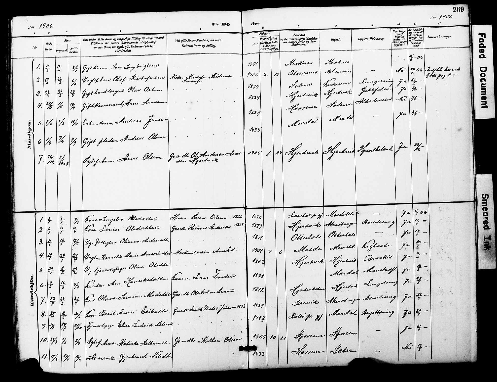 Ministerialprotokoller, klokkerbøker og fødselsregistre - Møre og Romsdal, AV/SAT-A-1454/560/L0725: Parish register (copy) no. 560C02, 1895-1930, p. 269