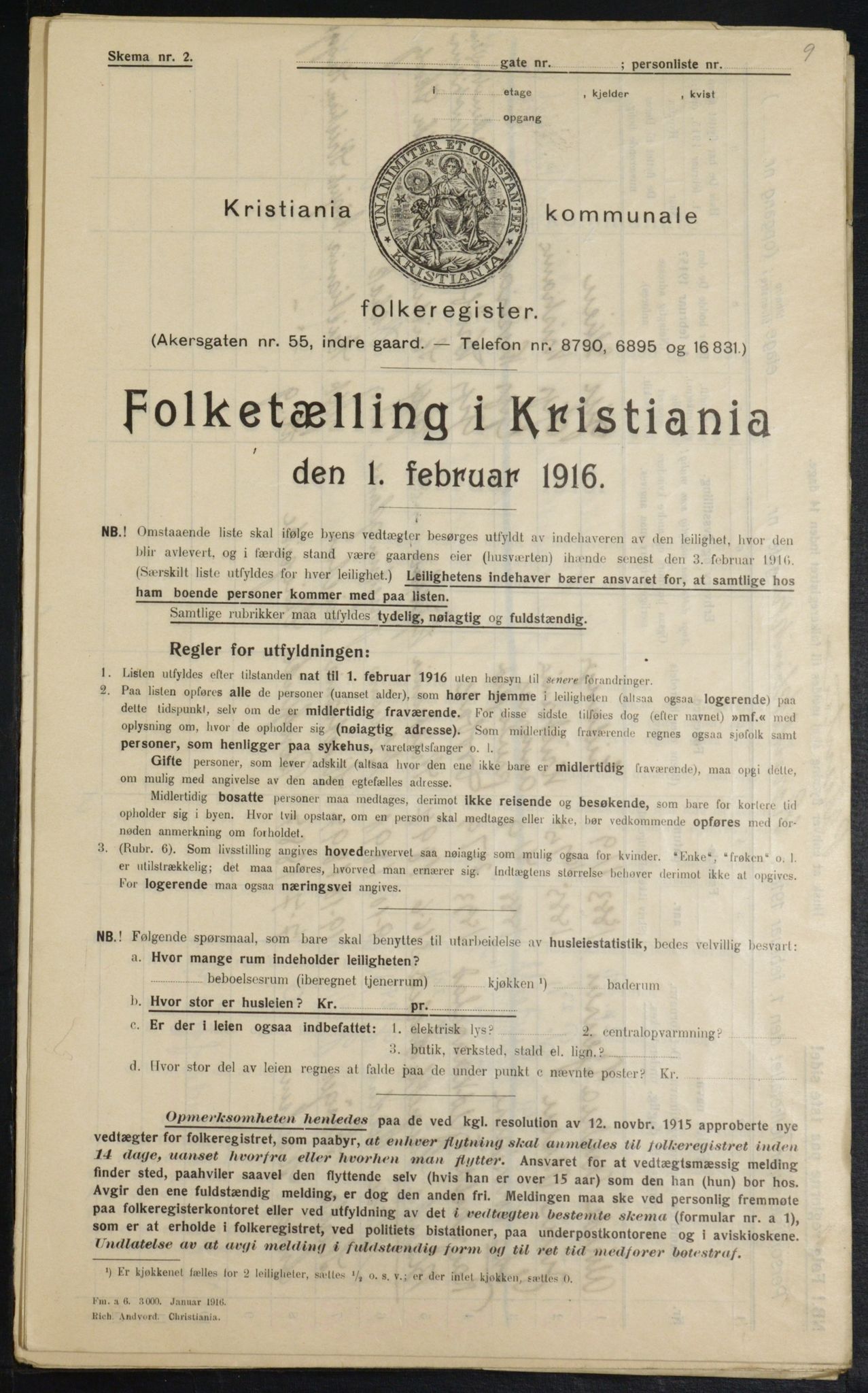 OBA, Municipal Census 1916 for Kristiania, 1916, p. 27416