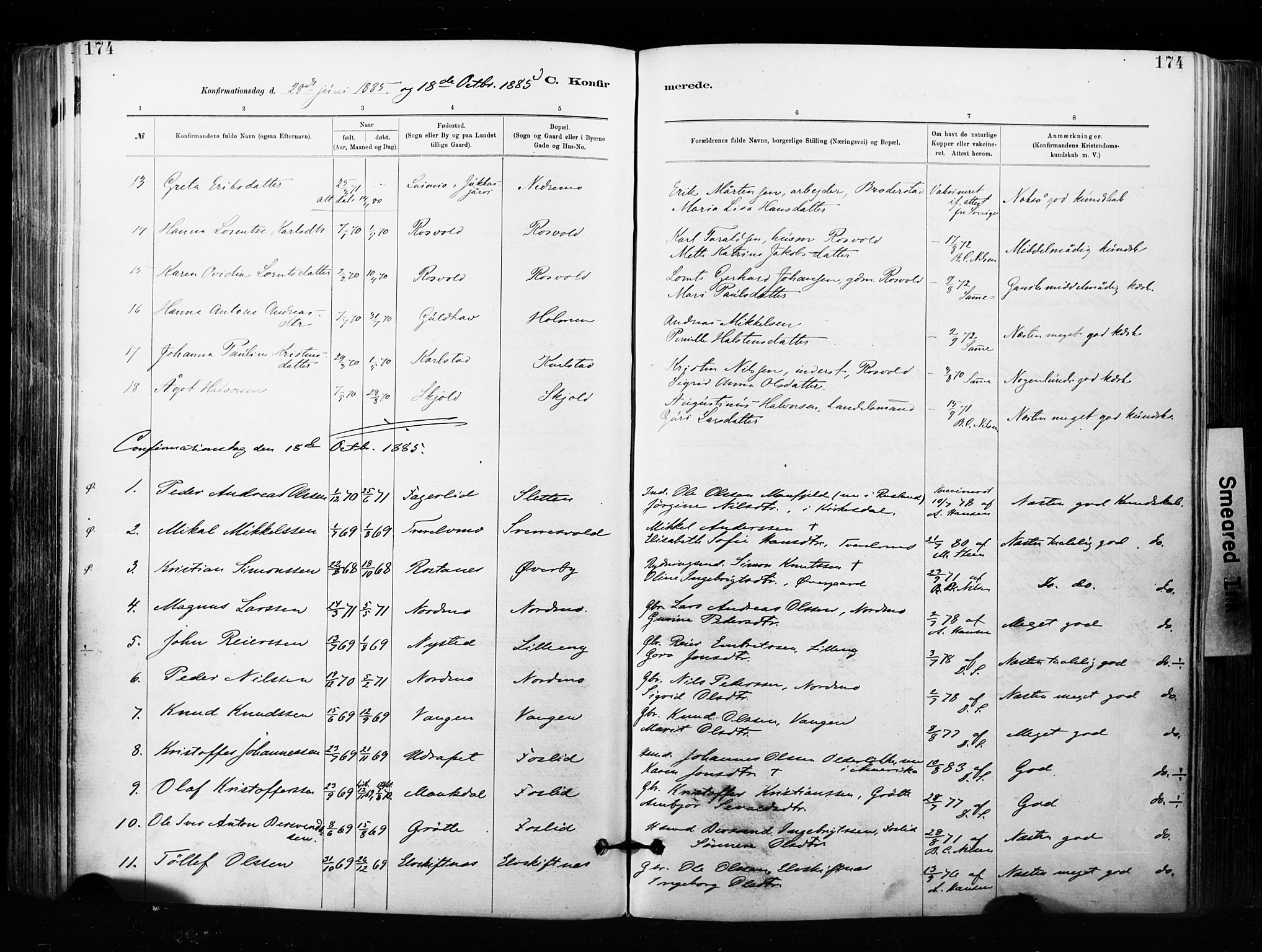 Målselv sokneprestembete, SATØ/S-1311/G/Ga/Gaa/L0007kirke: Parish register (official) no. 7, 1884-1903, p. 174