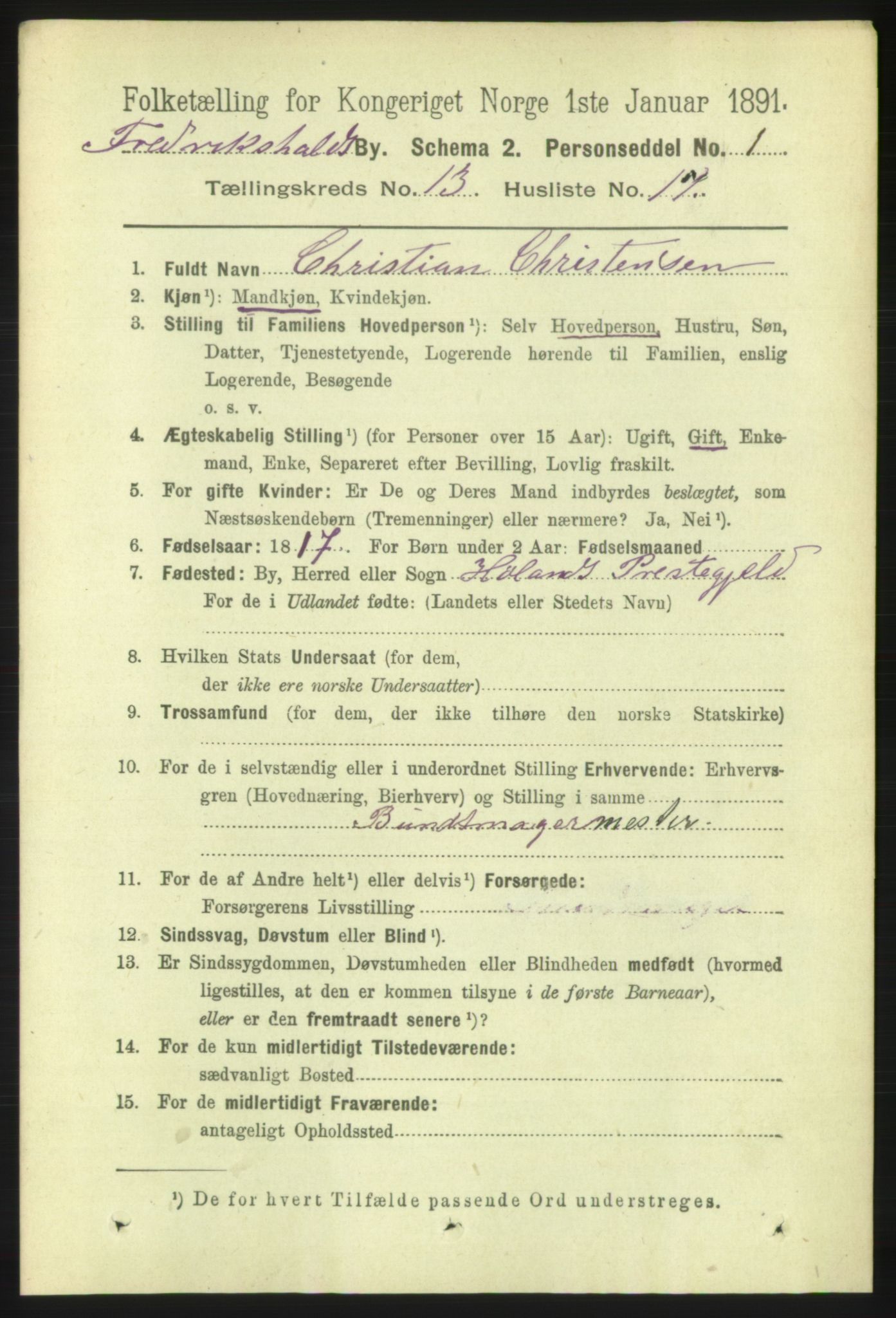 RA, 1891 census for 0101 Fredrikshald, 1891, p. 8920