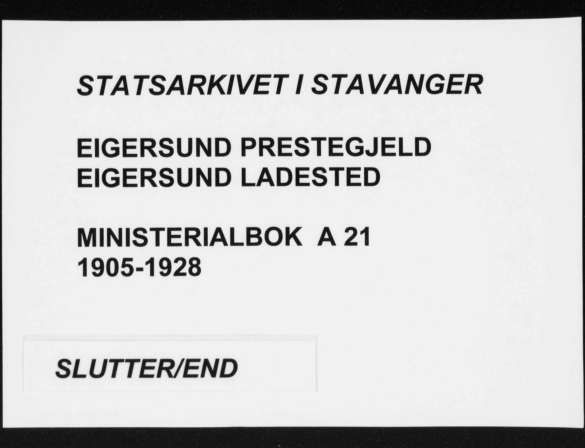 Eigersund sokneprestkontor, AV/SAST-A-101807/S08/L0022: Parish register (official) no. A 21, 1905-1928