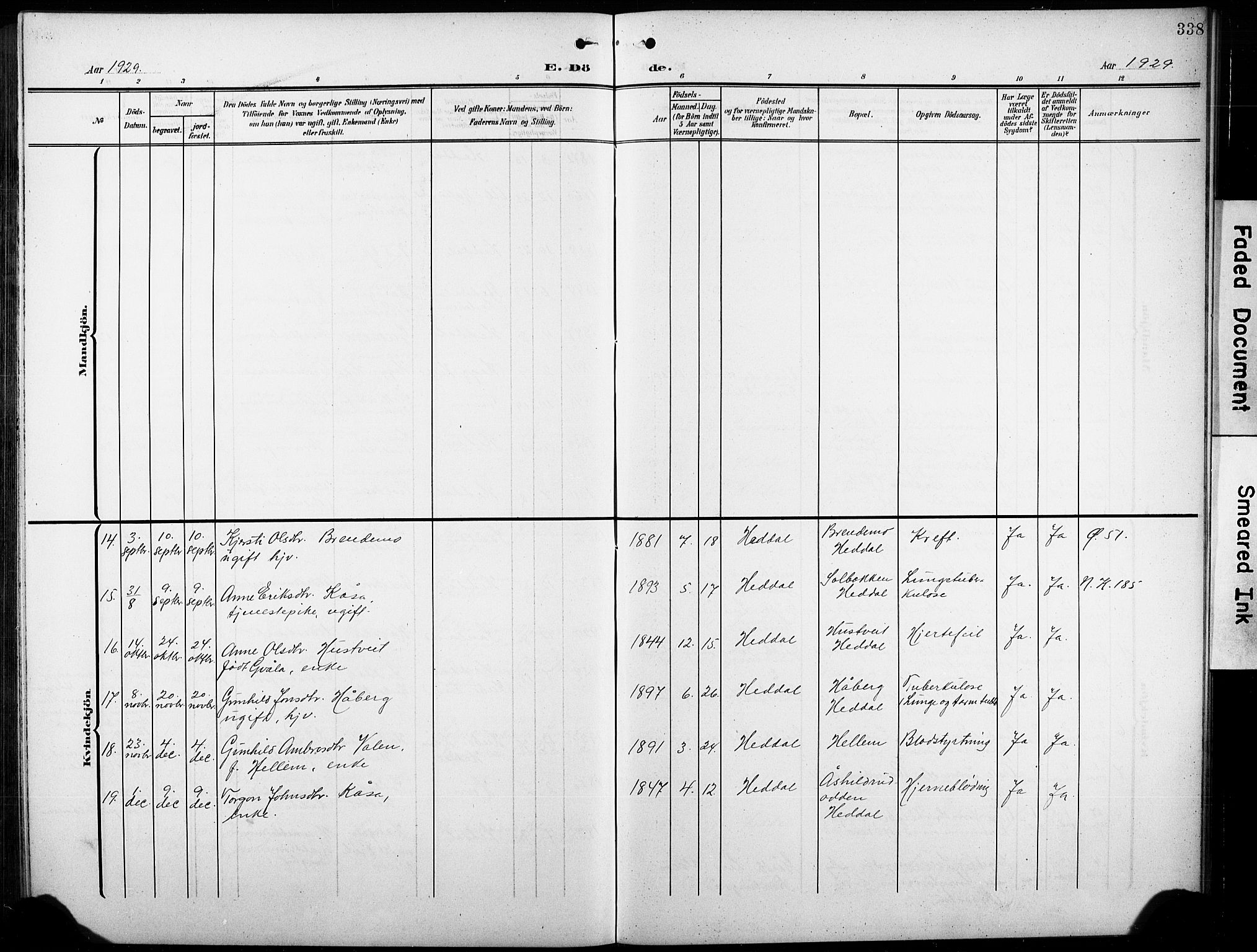 Heddal kirkebøker, SAKO/A-268/G/Ga/L0003: Parish register (copy) no. I 3, 1908-1932, p. 338