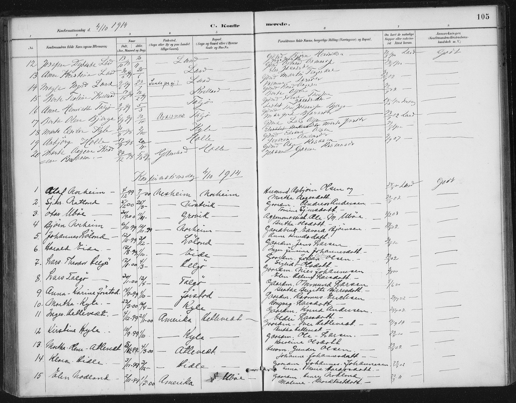 Nedstrand sokneprestkontor, AV/SAST-A-101841/01/IV: Parish register (official) no. A 13, 1887-1915, p. 105