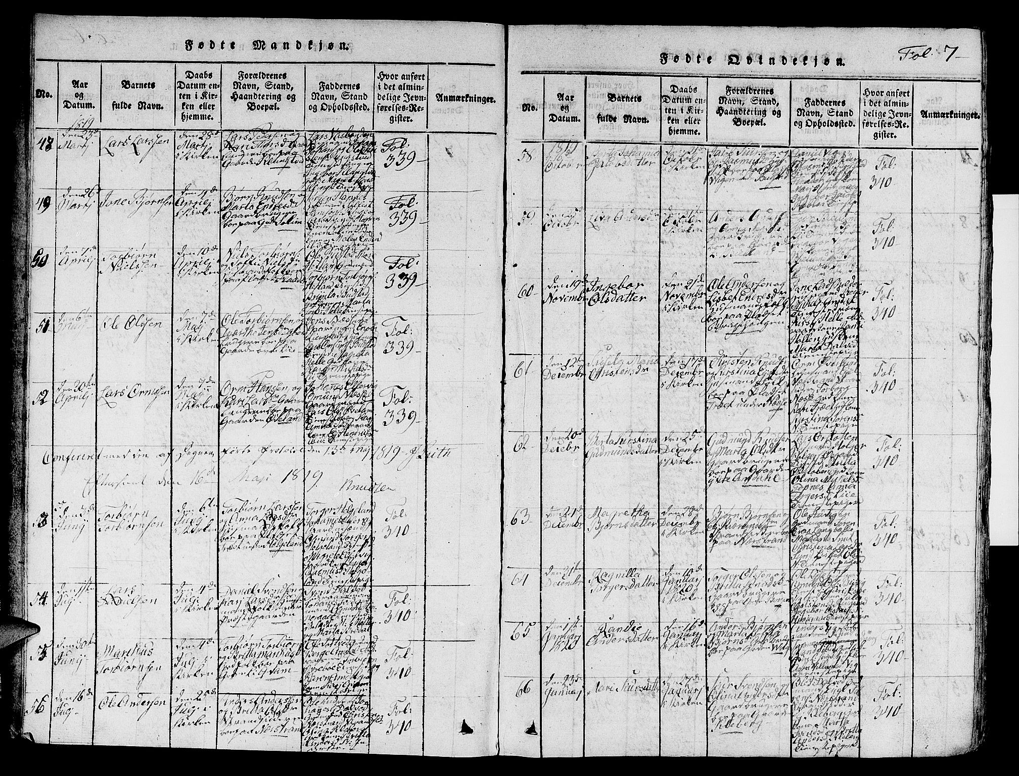 Nedstrand sokneprestkontor, AV/SAST-A-101841/01/V: Parish register (copy) no. B 1 /1, 1816-1847, p. 7