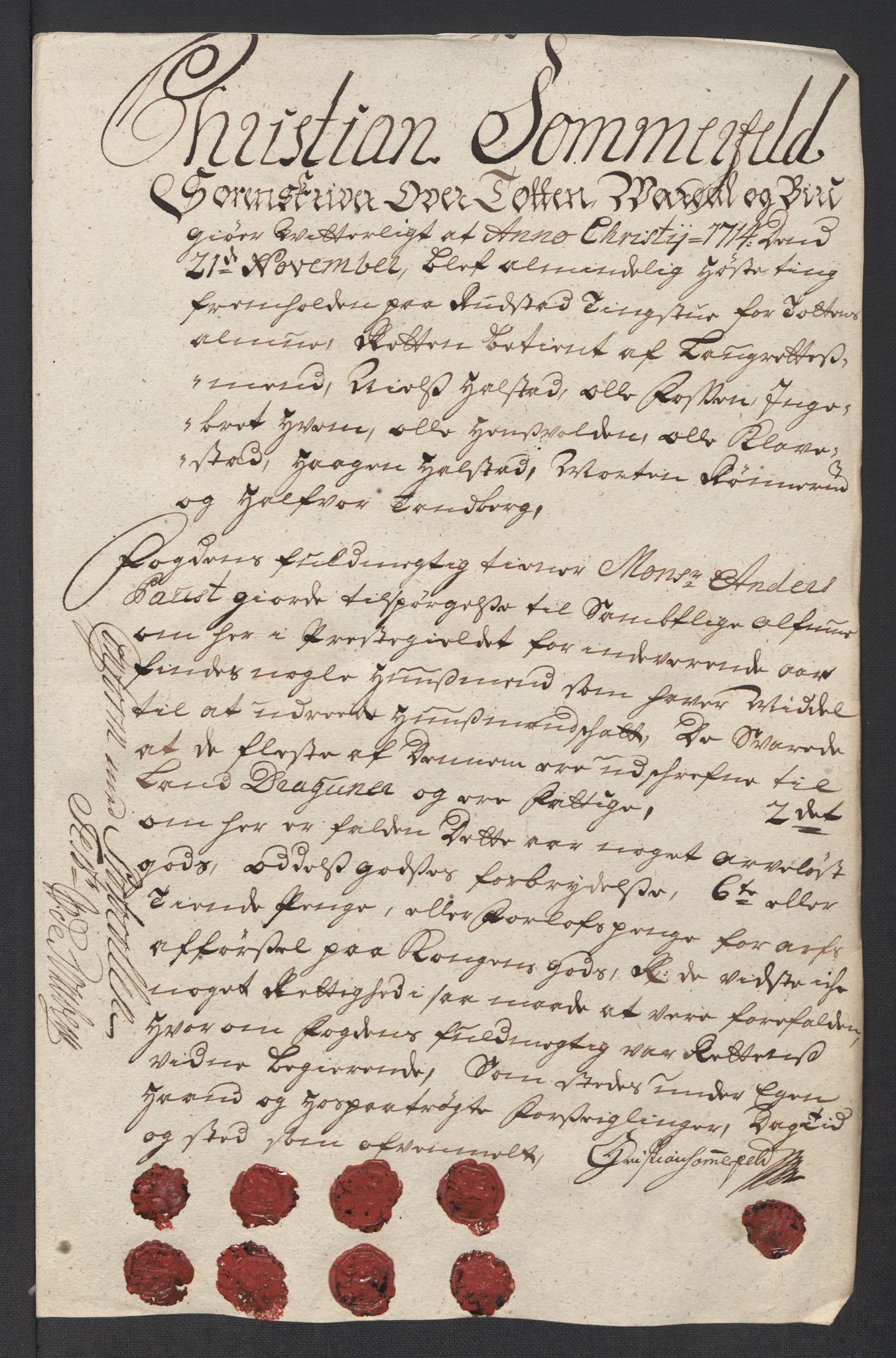 Rentekammeret inntil 1814, Reviderte regnskaper, Fogderegnskap, AV/RA-EA-4092/R18/L1313: Fogderegnskap Hadeland, Toten og Valdres, 1714, p. 14