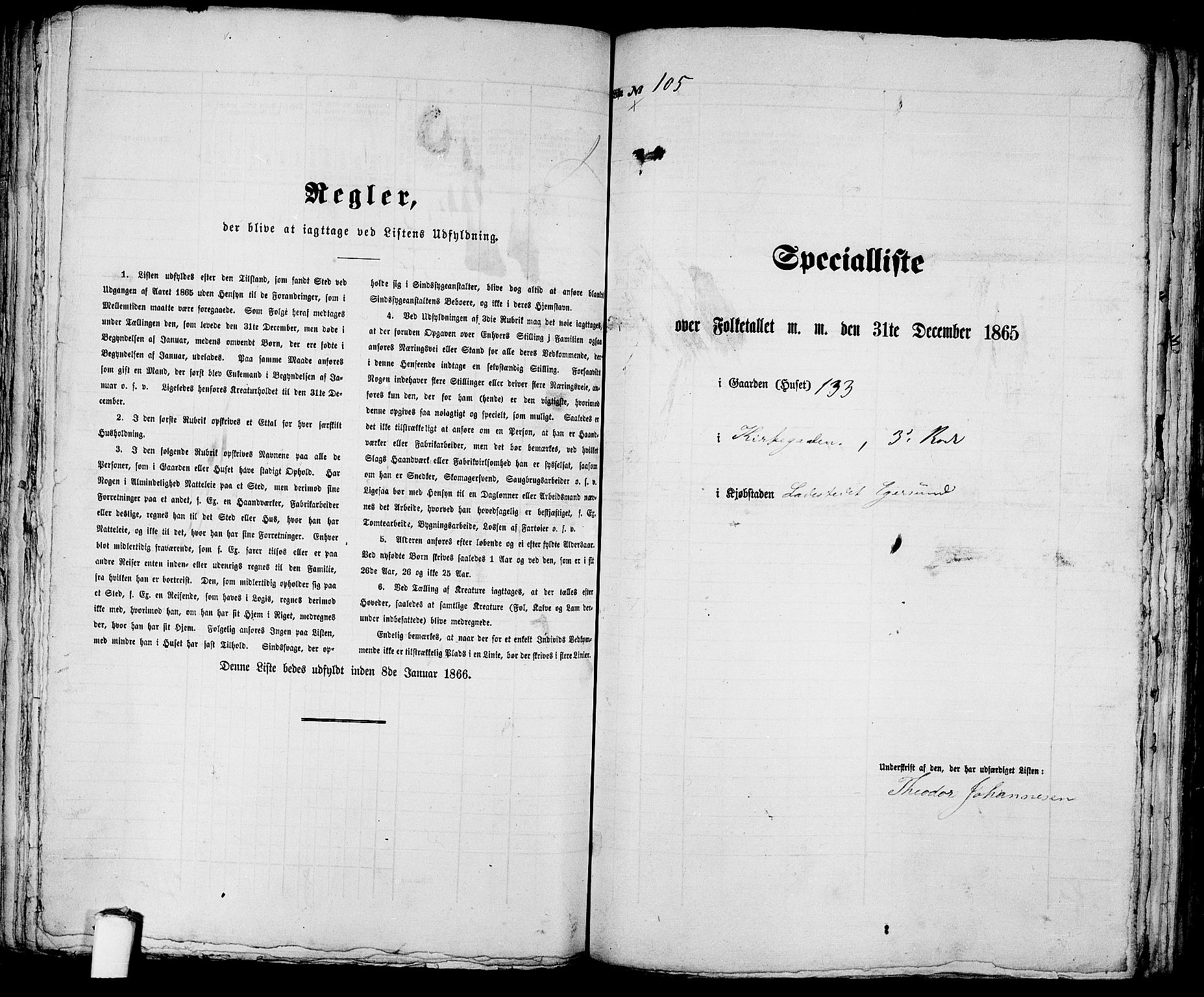 RA, 1865 census for Eigersund parish, Egersund town, 1865, p. 219