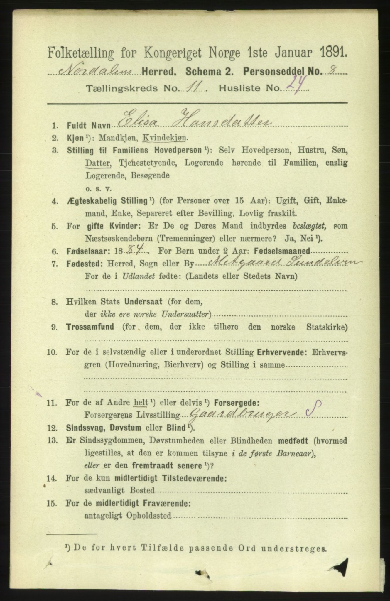 RA, 1891 census for 1524 Norddal, 1891, p. 2668