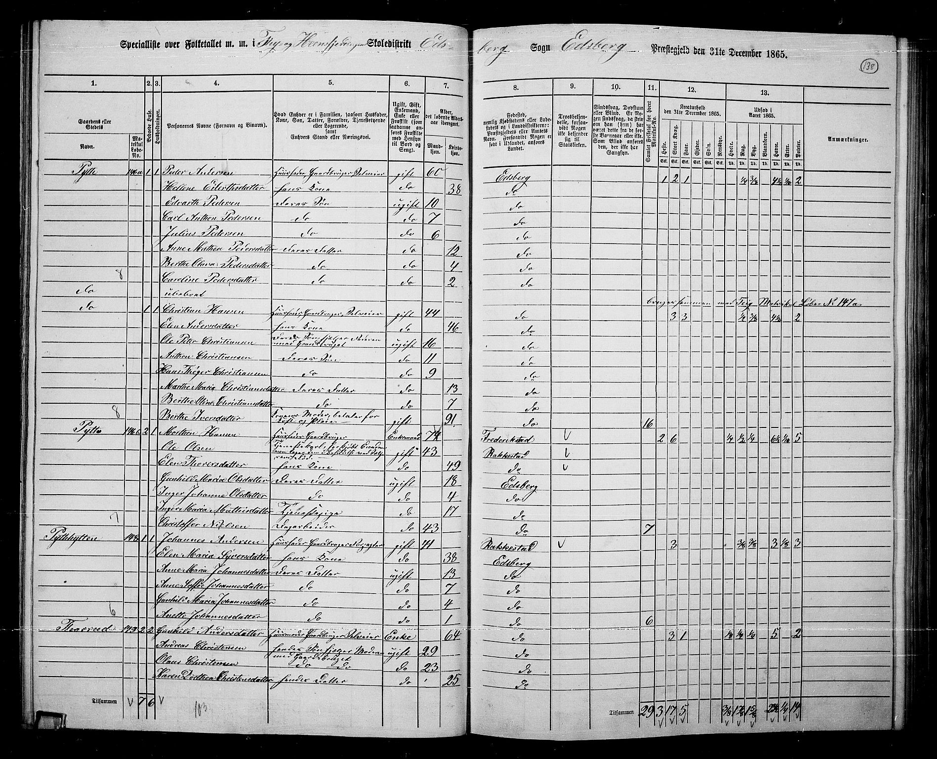 RA, 1865 census for Eidsberg, 1865, p. 125