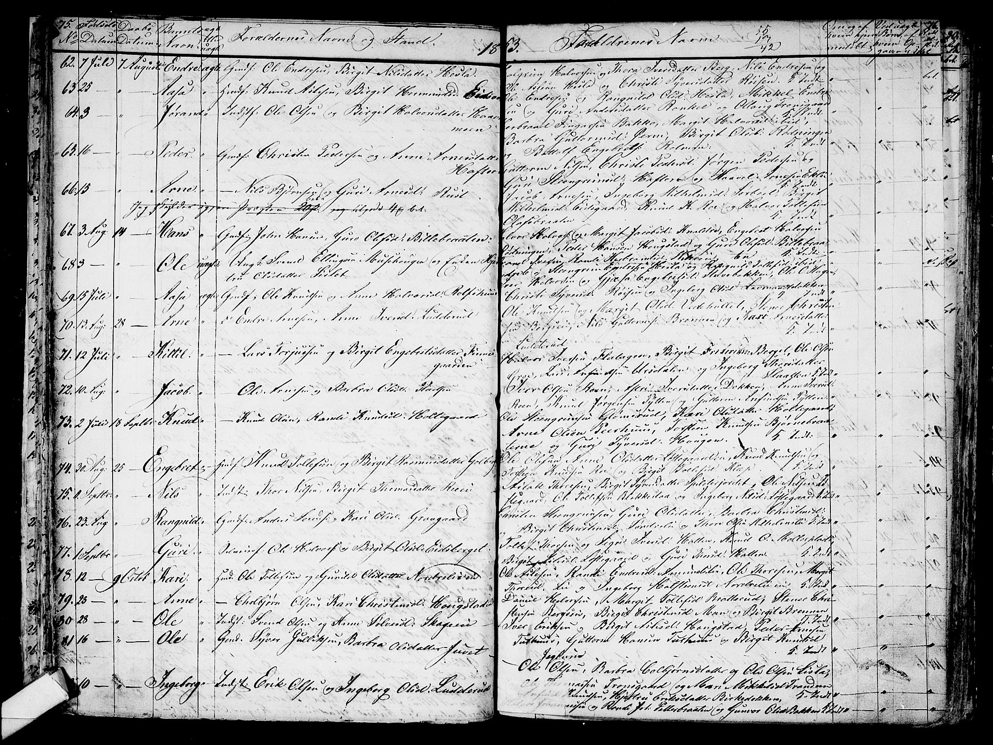 Gol kirkebøker, AV/SAKO-A-226/G/Ga/L0001: Parish register (copy) no. I 1, 1841-1860, p. 75-76