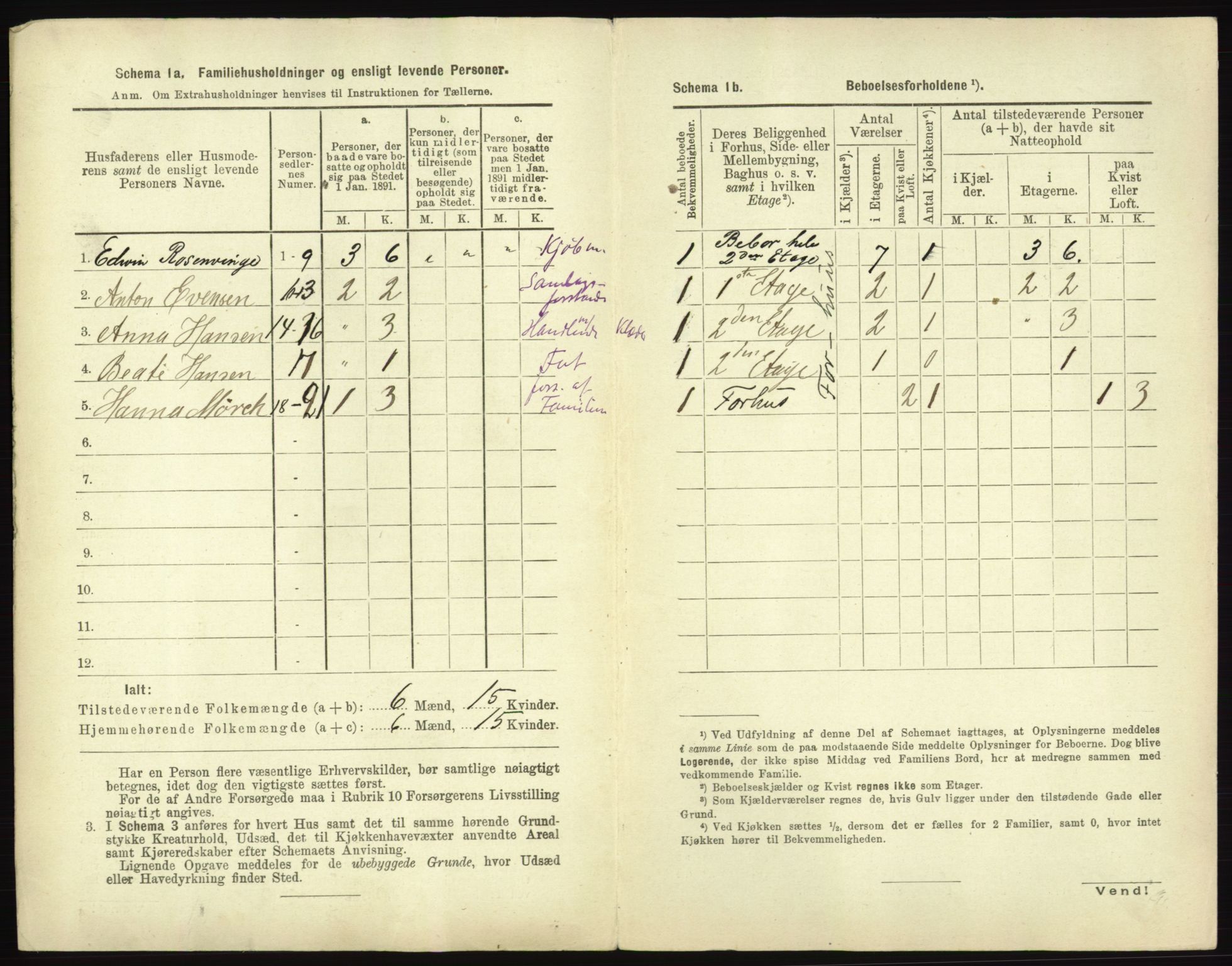 RA, 1891 census for 0101 Fredrikshald, 1891, p. 285