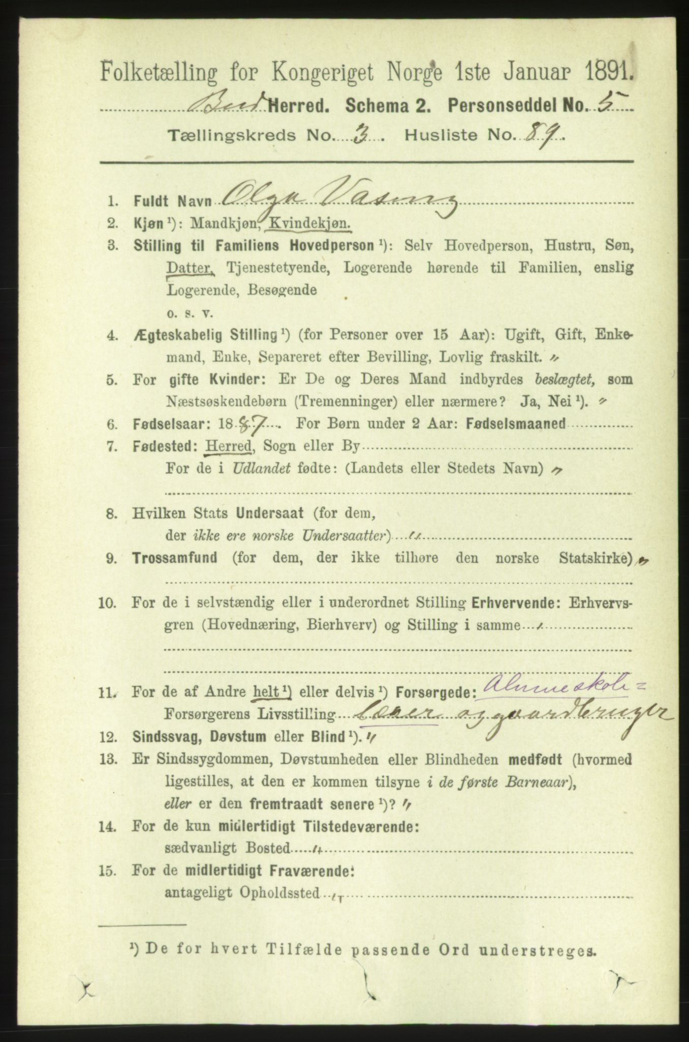 RA, 1891 census for 1549 Bud, 1891, p. 2056