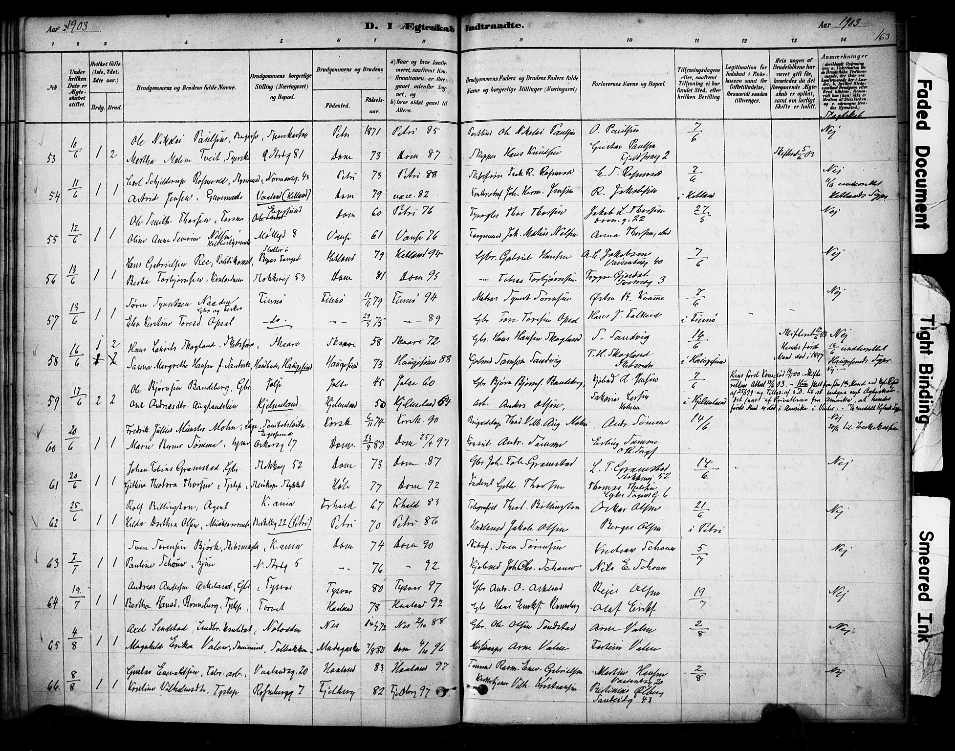 Domkirken sokneprestkontor, AV/SAST-A-101812/001/30/30BA/L0029: Parish register (official) no. A 28, 1878-1904, p. 163