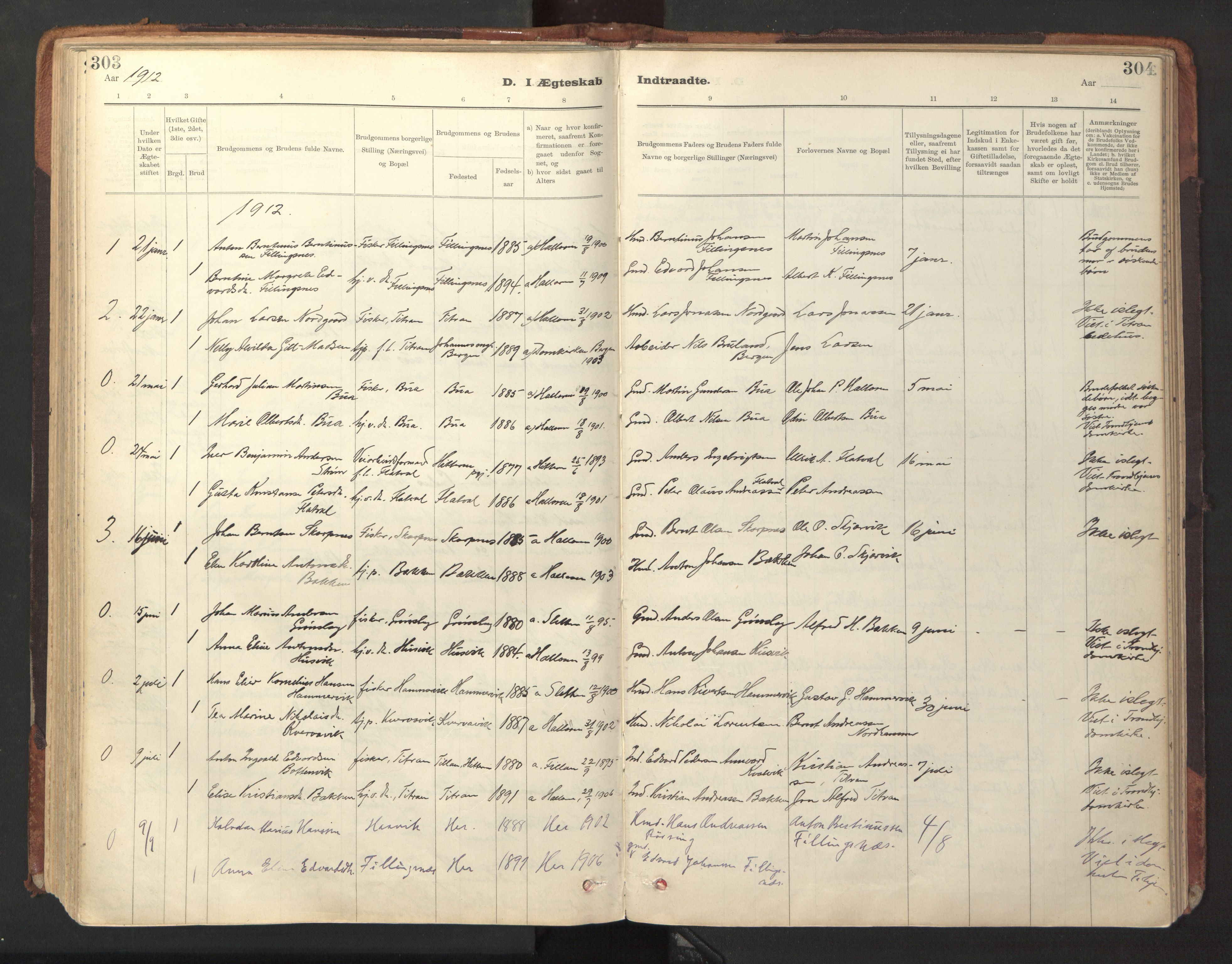 Ministerialprotokoller, klokkerbøker og fødselsregistre - Sør-Trøndelag, SAT/A-1456/641/L0596: Parish register (official) no. 641A02, 1898-1915, p. 303-304