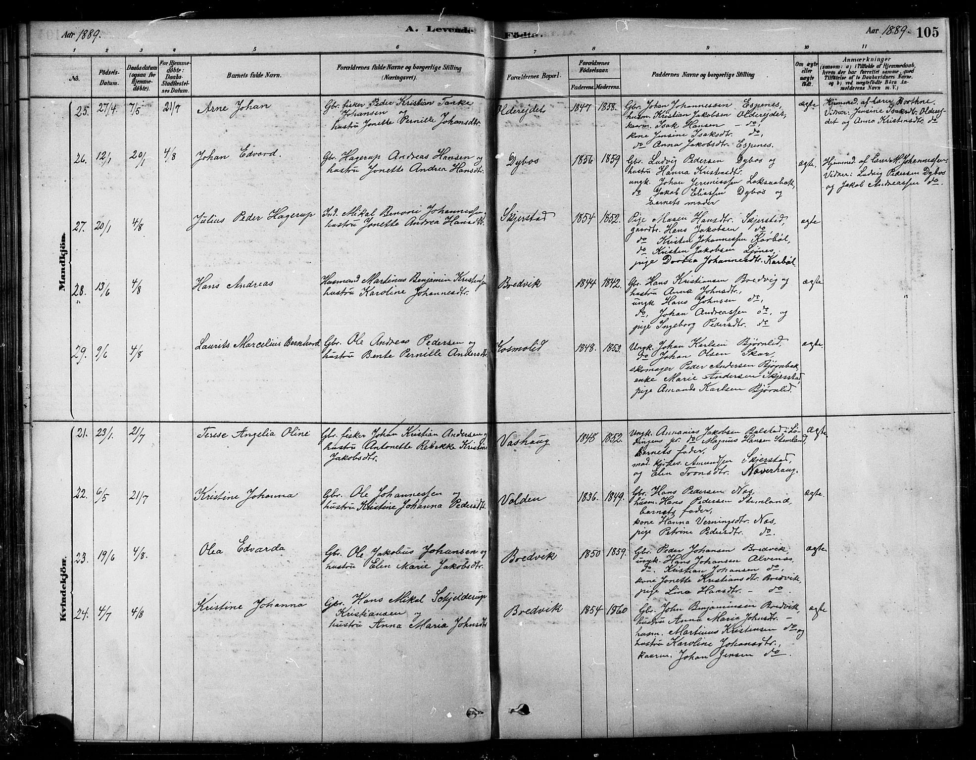Ministerialprotokoller, klokkerbøker og fødselsregistre - Nordland, SAT/A-1459/852/L0740: Parish register (official) no. 852A10, 1878-1894, p. 105
