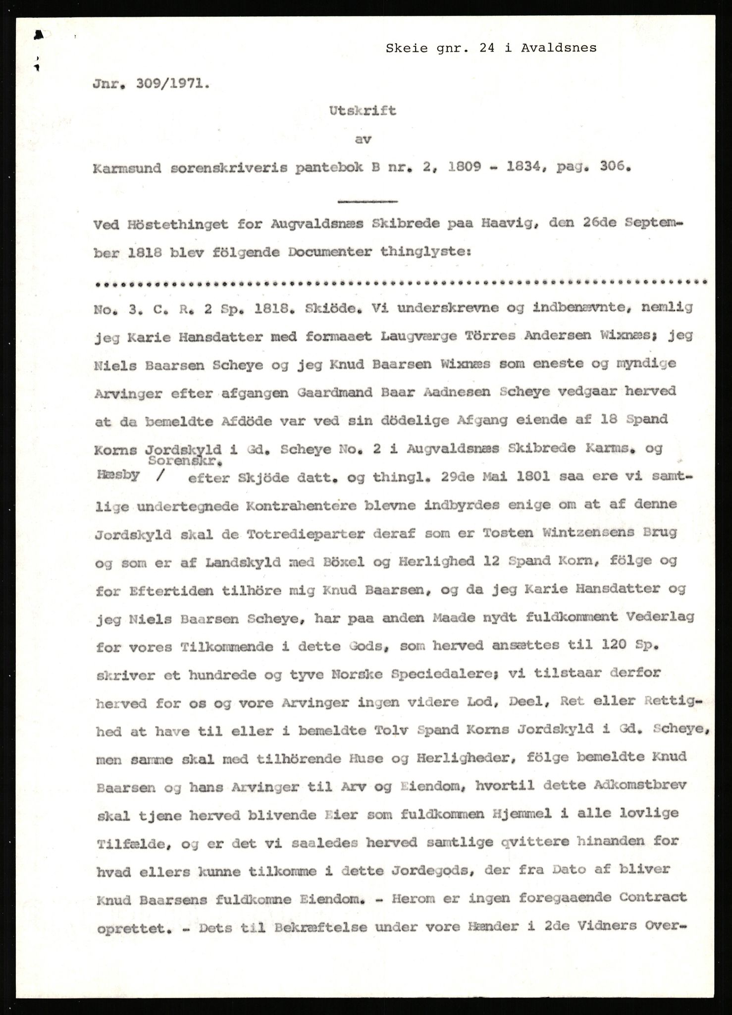 Statsarkivet i Stavanger, AV/SAST-A-101971/03/Y/Yj/L0075: Avskrifter sortert etter gårdsnavn: Skastad - Skjerveim, 1750-1930, p. 76