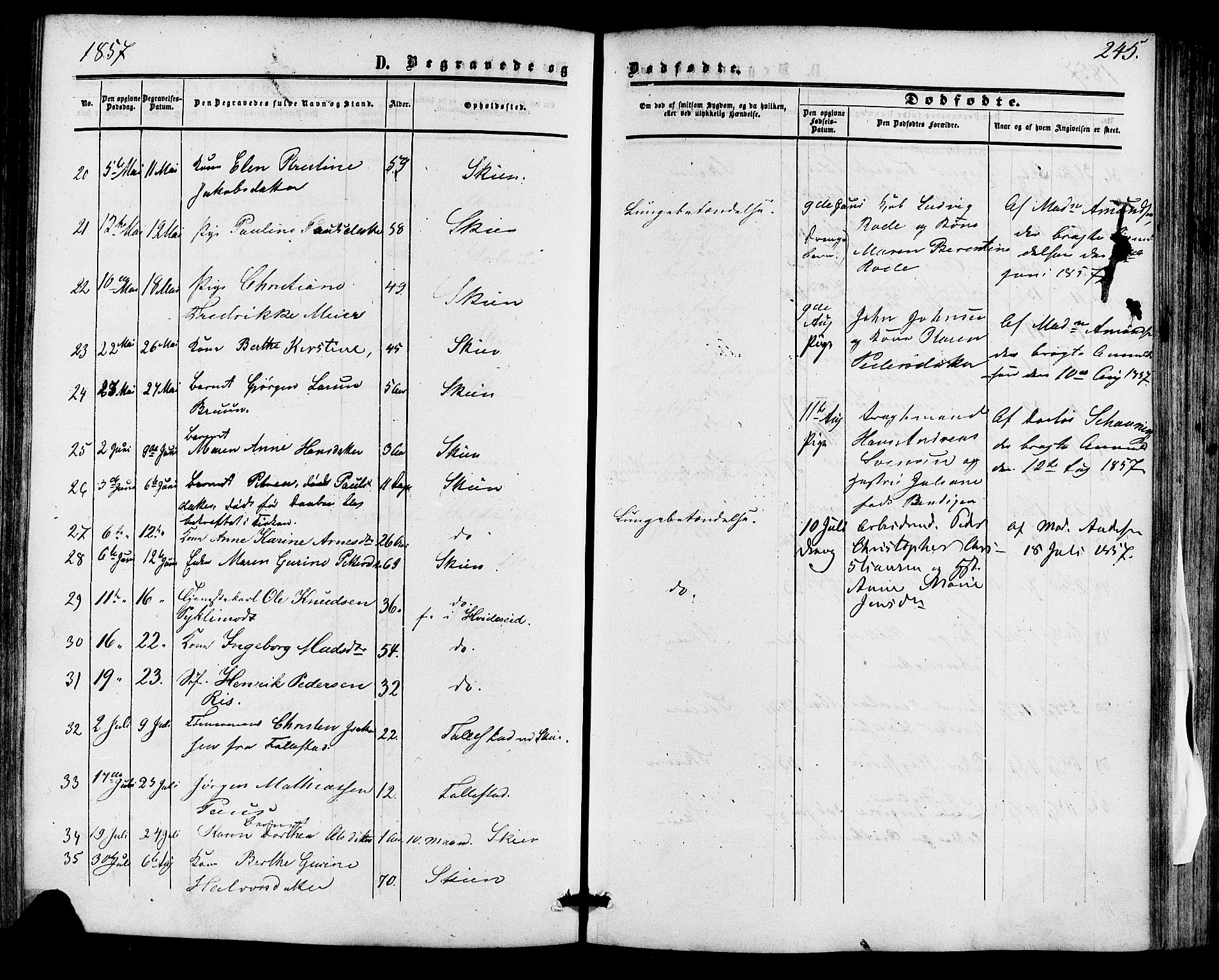 Skien kirkebøker, AV/SAKO-A-302/F/Fa/L0007: Parish register (official) no. 7, 1856-1865, p. 245