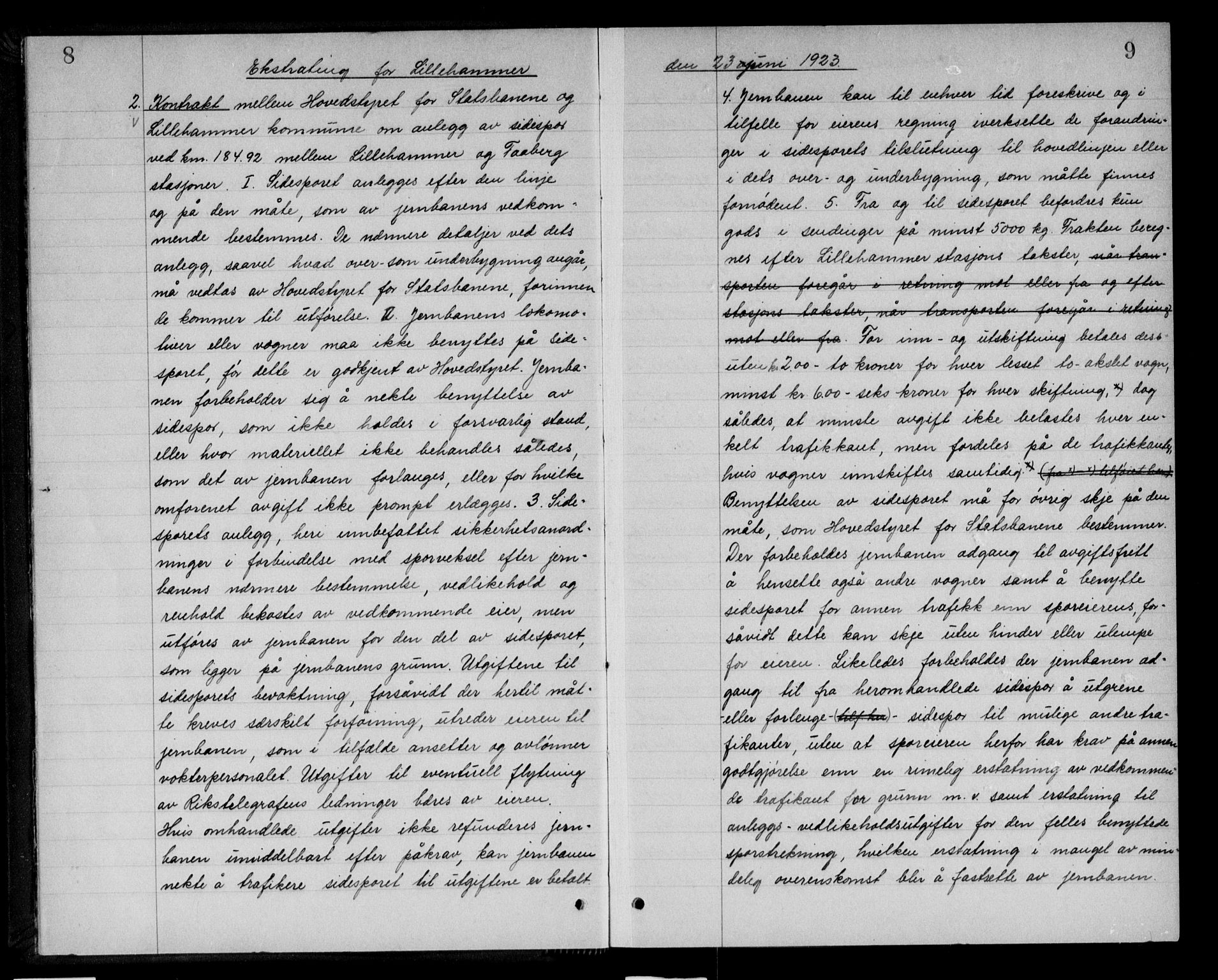 Sør-Gudbrandsdal tingrett, AV/SAH-TING-004/H/Hb/Hbc/L0010: Mortgage book no. 10, 1923-1929, p. 8-9
