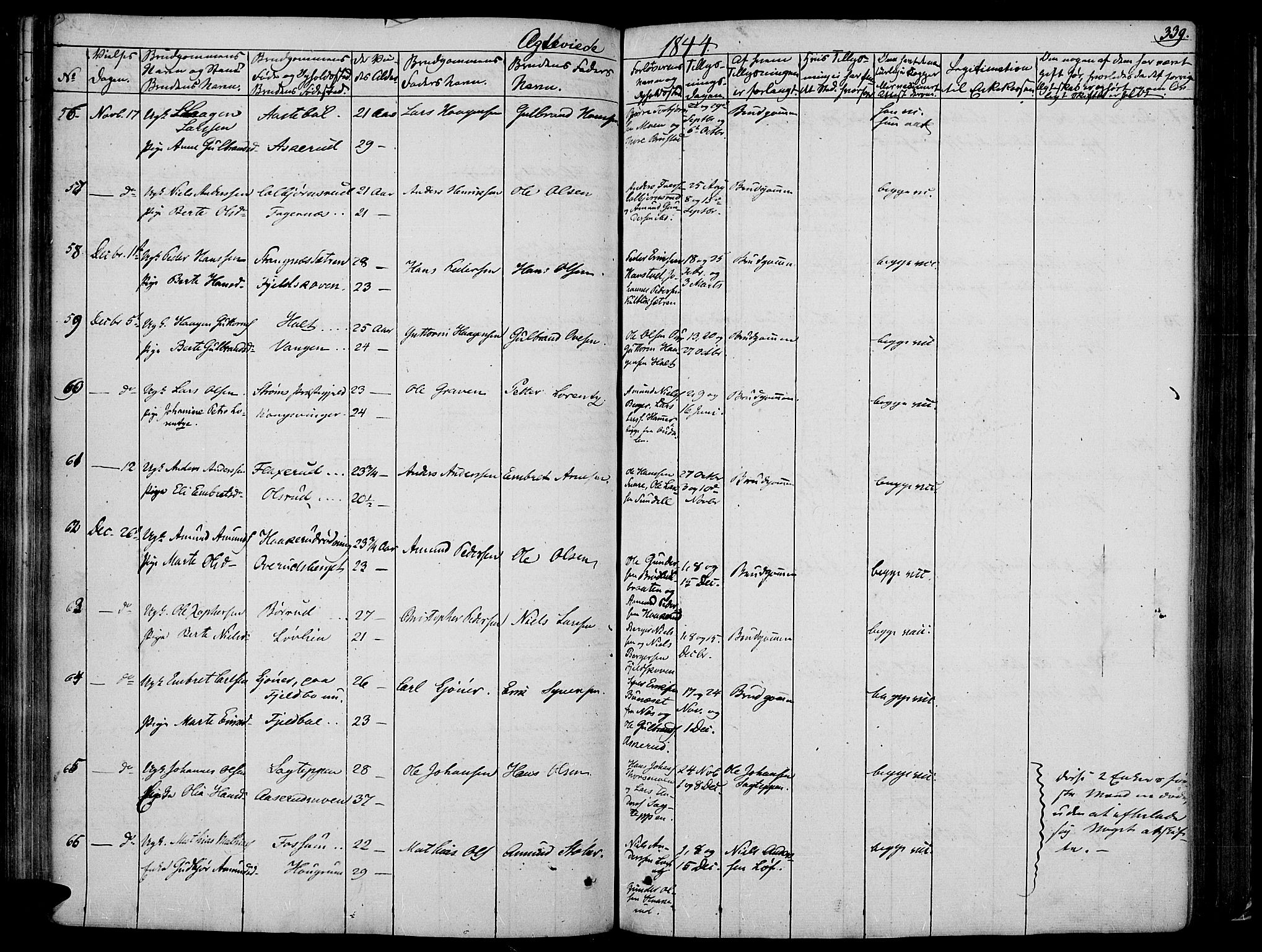 Vinger prestekontor, AV/SAH-PREST-024/H/Ha/Haa/L0008: Parish register (official) no. 8, 1839-1847, p. 339