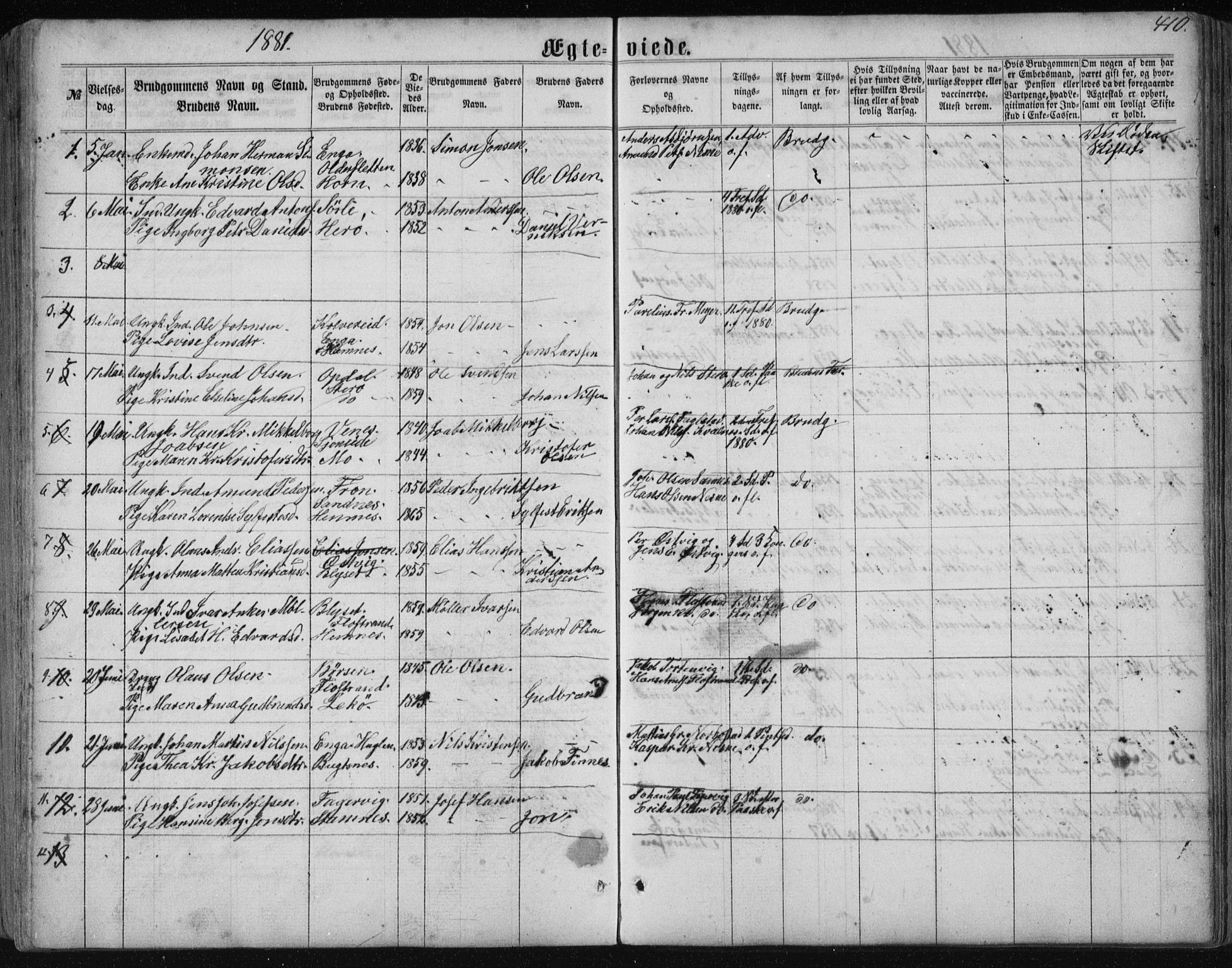 Ministerialprotokoller, klokkerbøker og fødselsregistre - Nordland, AV/SAT-A-1459/838/L0556: Parish register (copy) no. 838C03, 1861-1893, p. 410