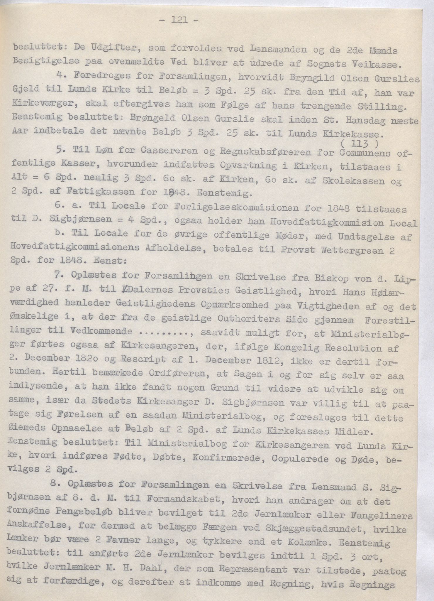 Lund kommune - Formannskapet/Formannskapskontoret, IKAR/K-101761/A/Aa/Aaa/L0002: Forhandlingsprotokoll, 1837-1865, p. 121