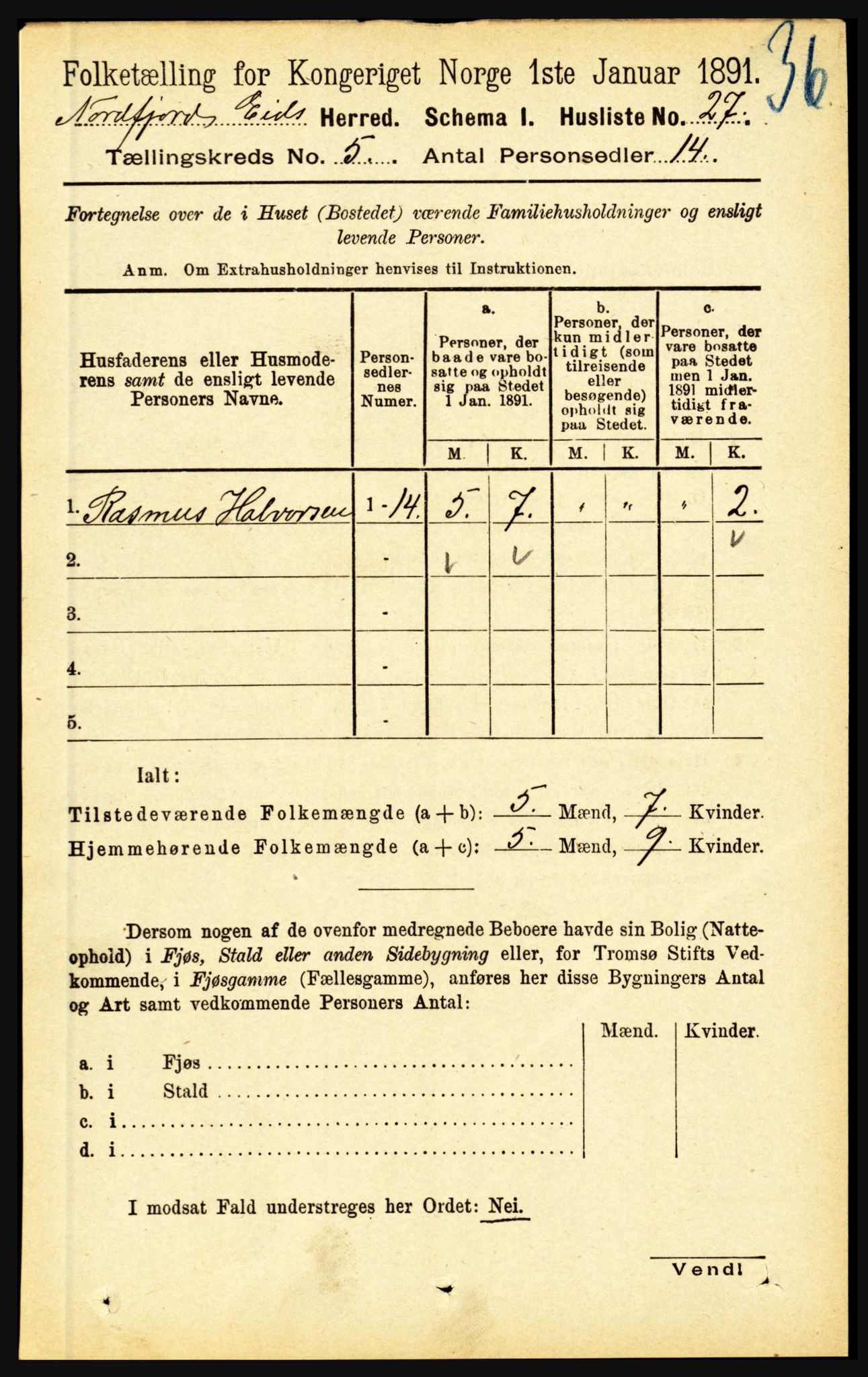 RA, 1891 census for 1443 Eid, 1891, p. 1132