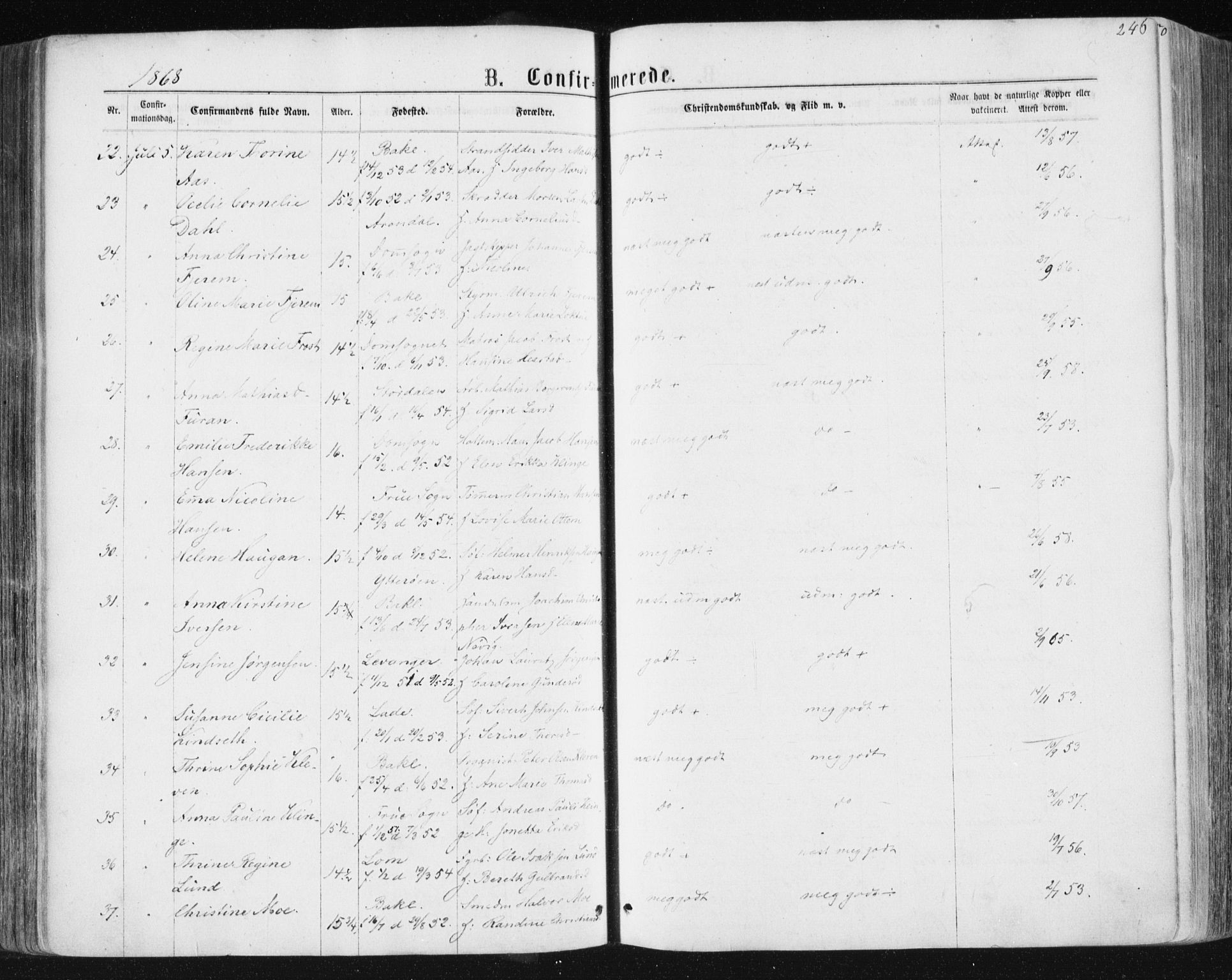 Ministerialprotokoller, klokkerbøker og fødselsregistre - Sør-Trøndelag, SAT/A-1456/604/L0186: Parish register (official) no. 604A07, 1866-1877, p. 246