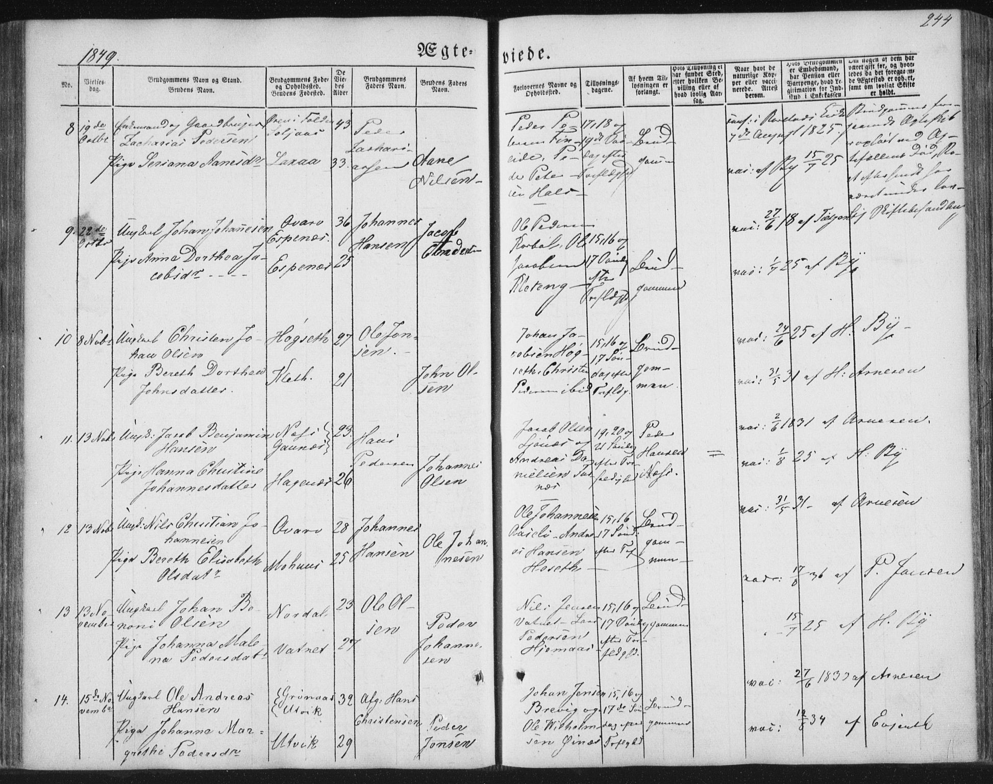 Ministerialprotokoller, klokkerbøker og fødselsregistre - Nordland, SAT/A-1459/852/L0738: Parish register (official) no. 852A08, 1849-1865, p. 244