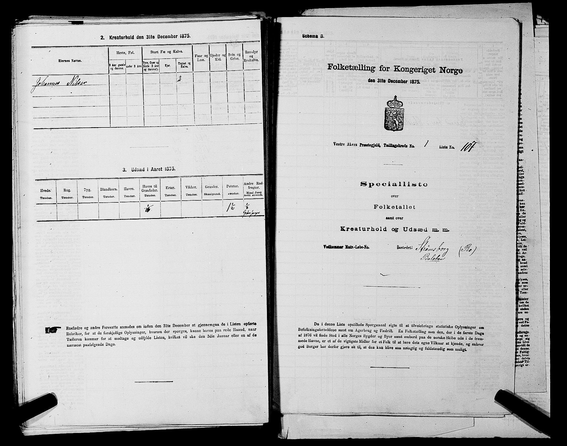 RA, 1875 census for 0218aP Vestre Aker, 1875, p. 497