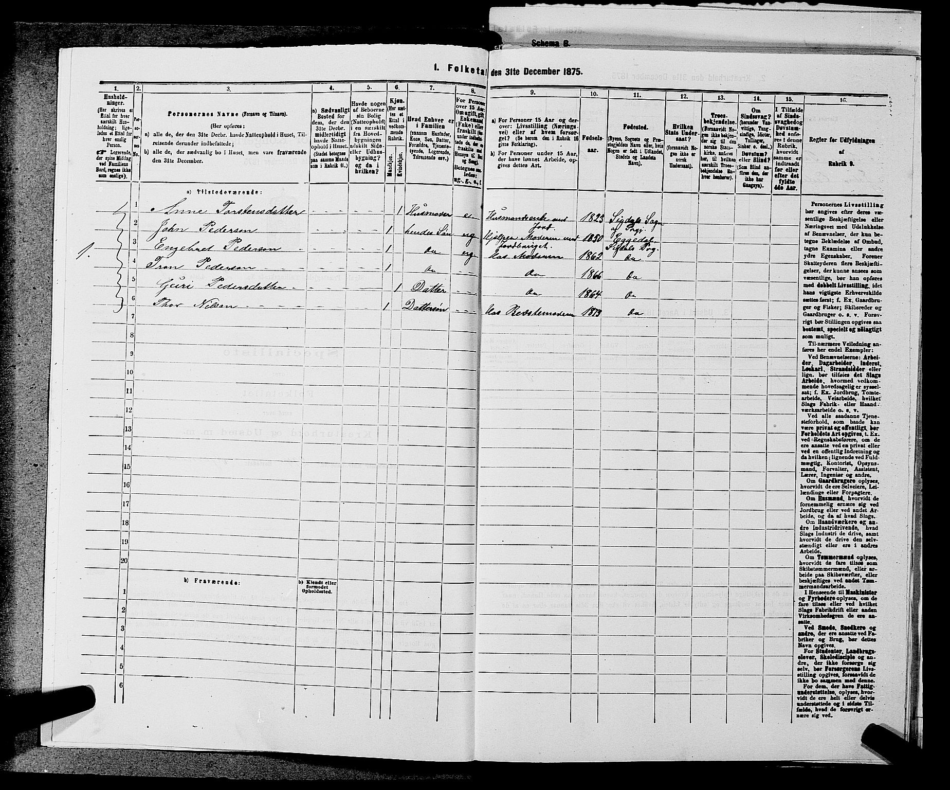 SAKO, 1875 census for 0621P Sigdal, 1875, p. 2011