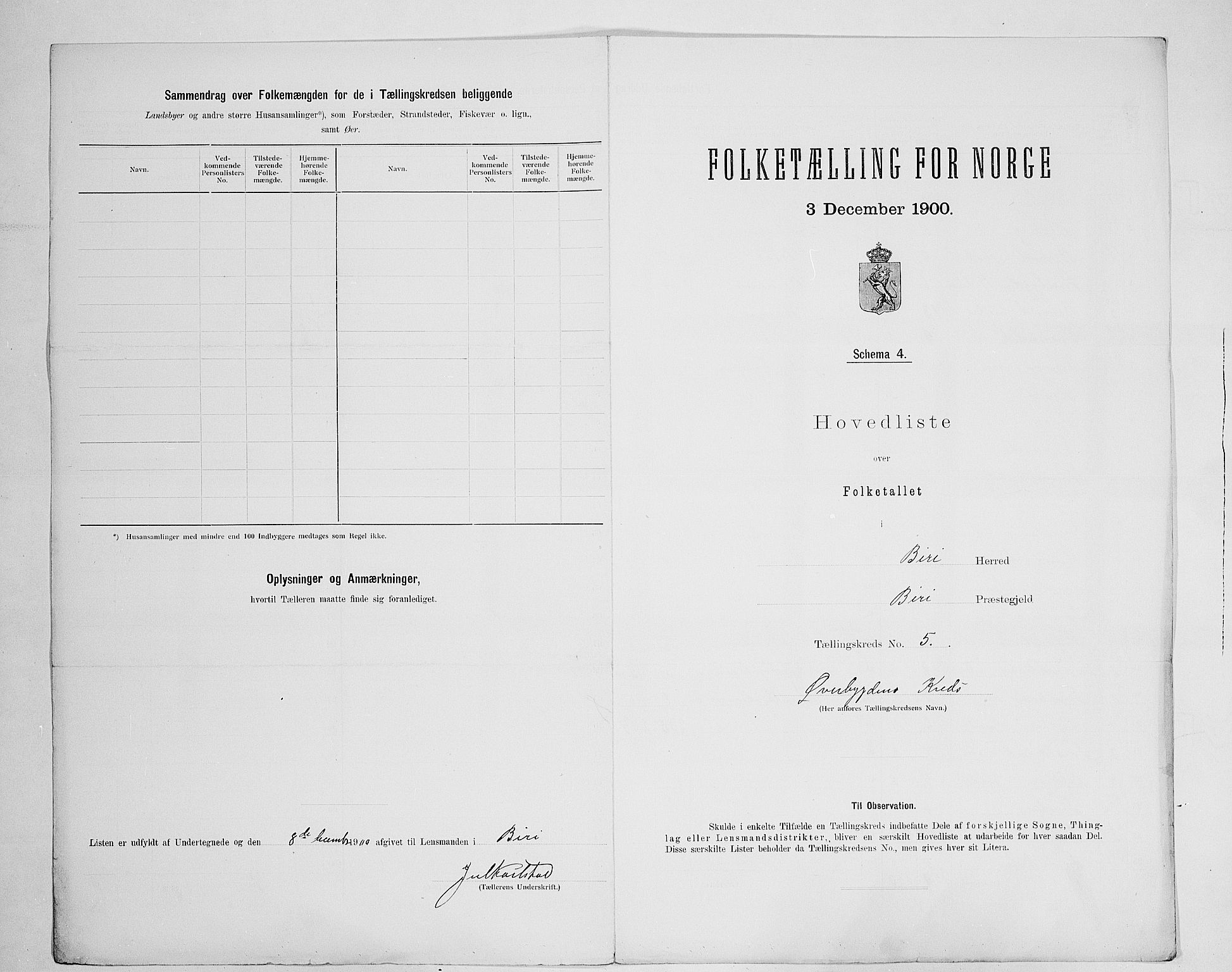 SAH, 1900 census for Biri, 1900, p. 29