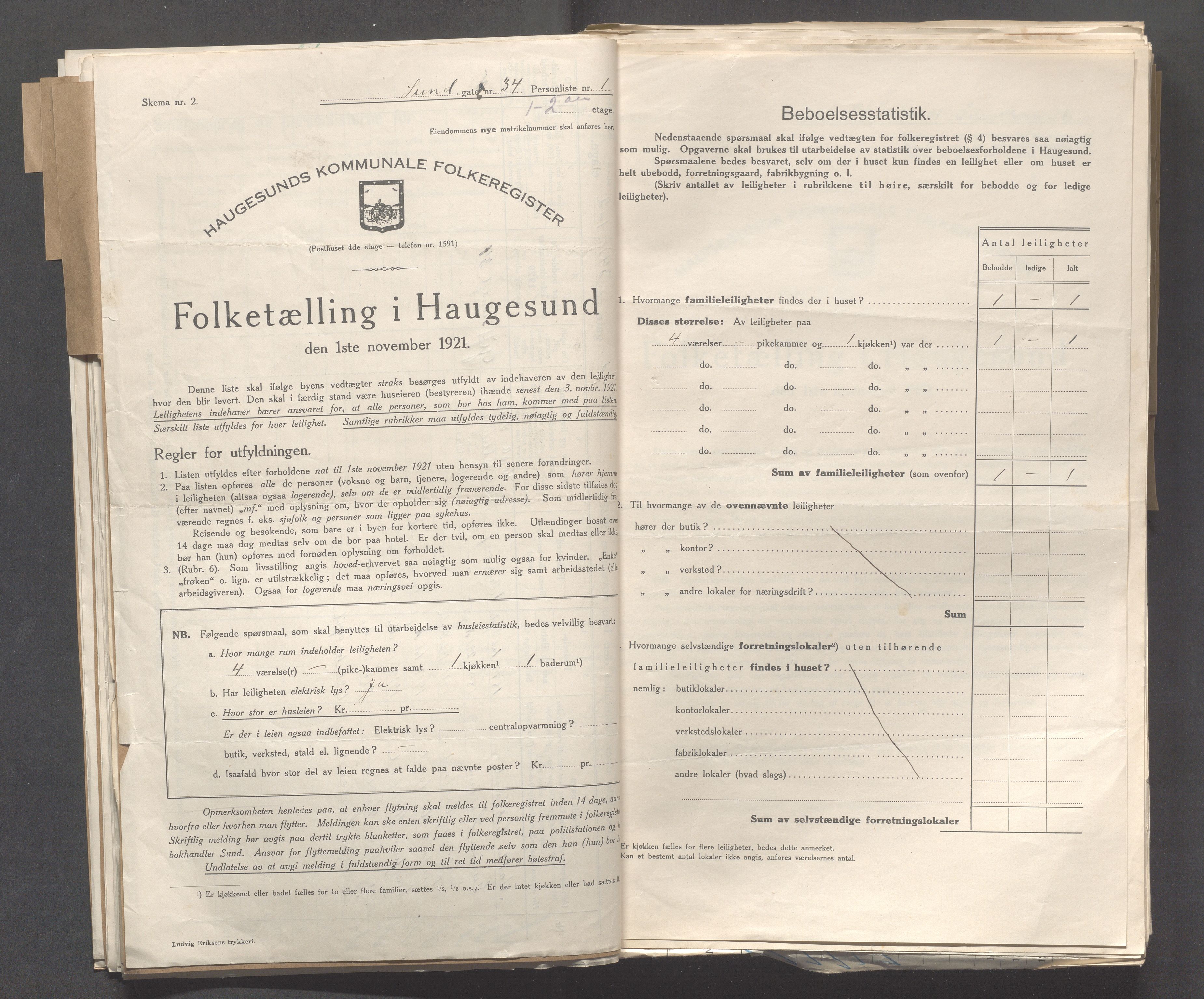 IKAR, Local census 1.11.1921 for Haugesund, 1921, p. 7064