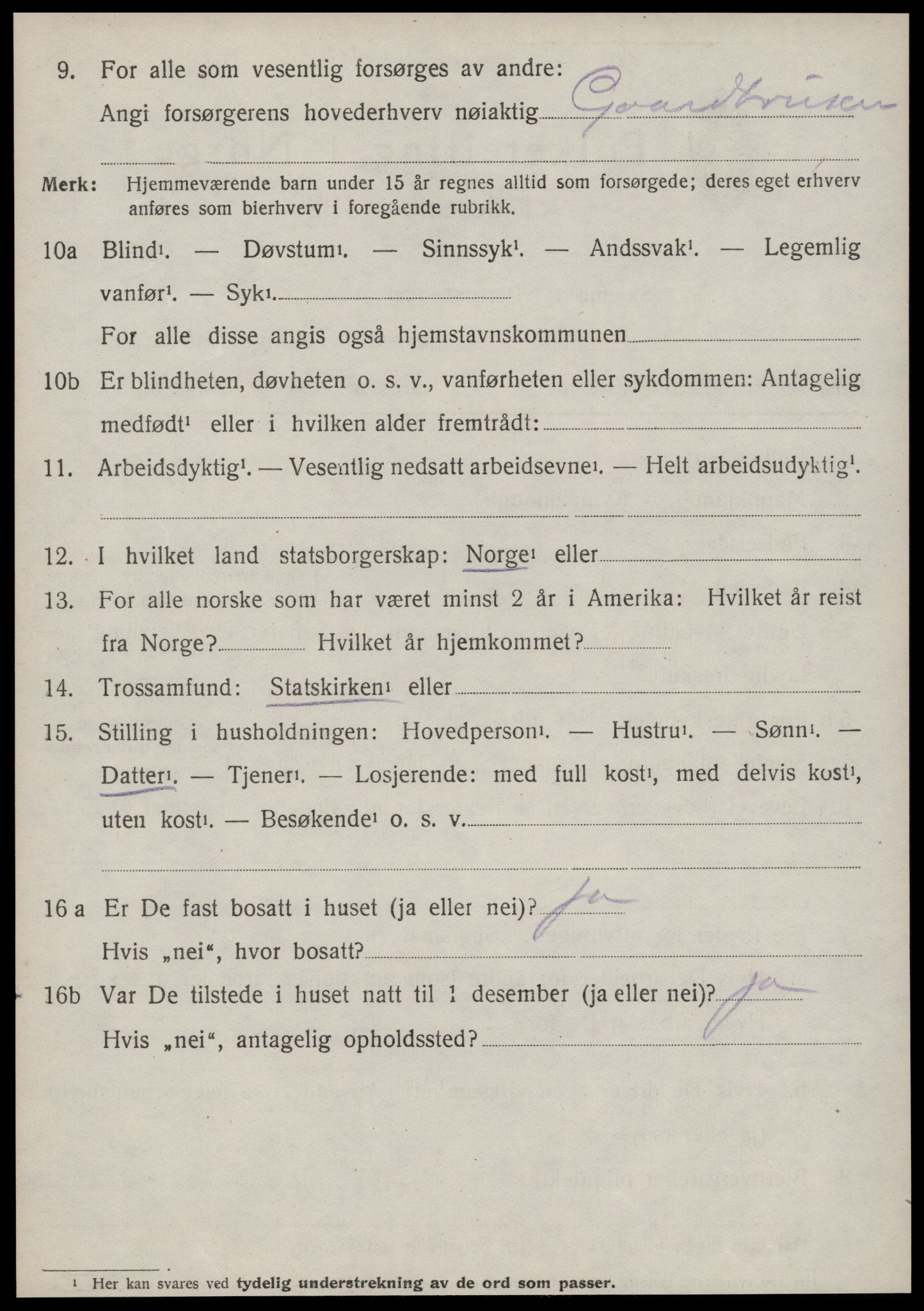 SAT, 1920 census for Volda, 1920, p. 12353