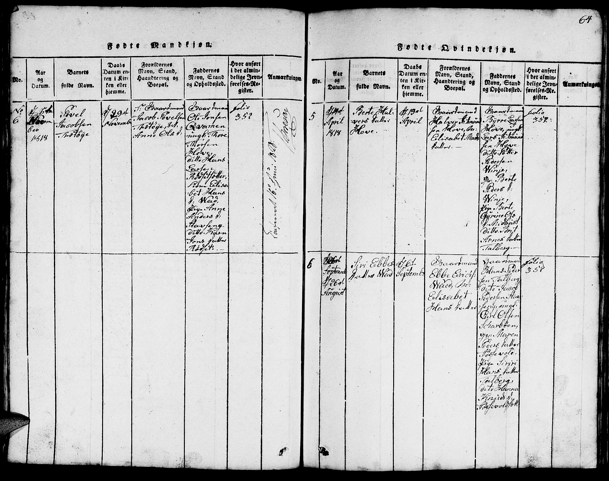 Ministerialprotokoller, klokkerbøker og fødselsregistre - Møre og Romsdal, AV/SAT-A-1454/520/L0289: Parish register (copy) no. 520C01, 1817-1837, p. 64