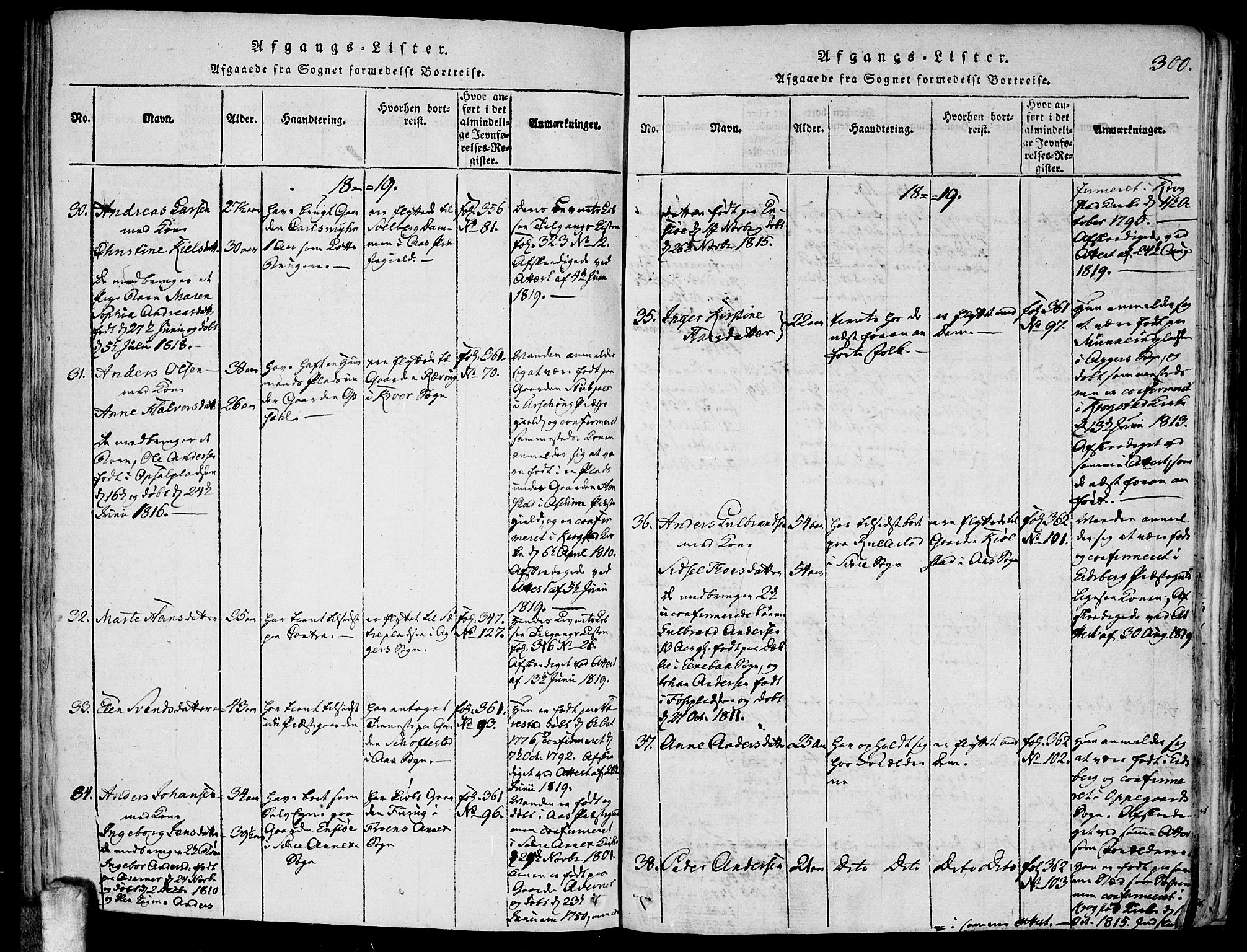 Kråkstad prestekontor Kirkebøker, AV/SAO-A-10125a/F/Fa/L0003: Parish register (official) no. I 3, 1813-1824, p. 300