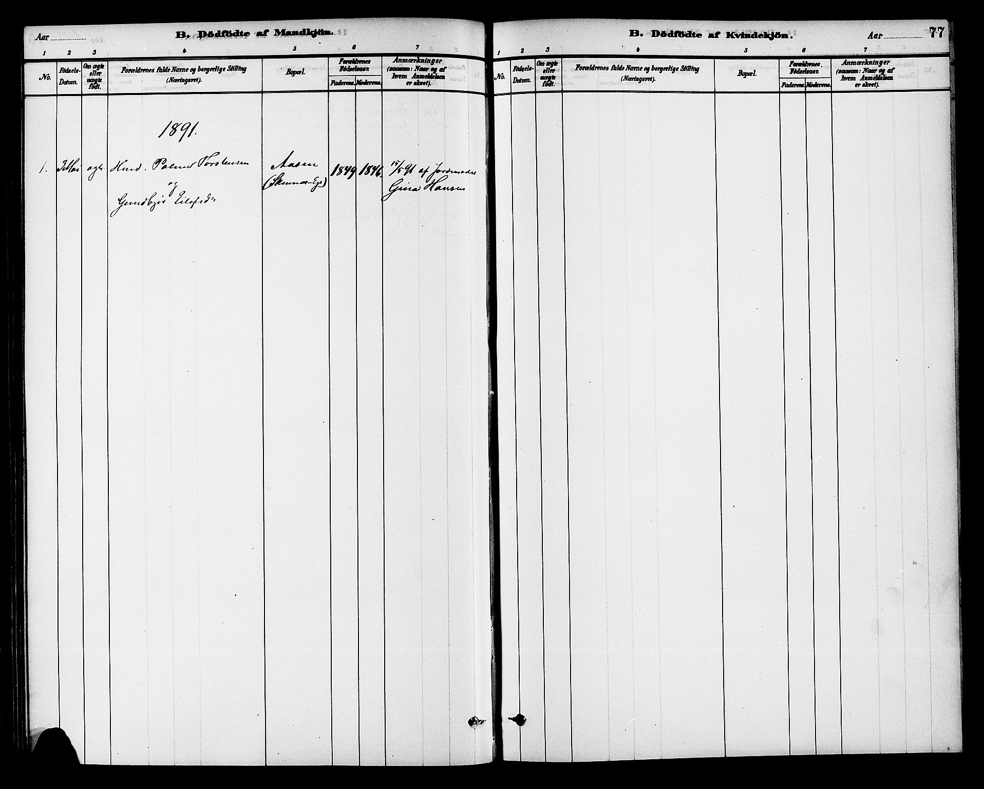 Krødsherad kirkebøker, SAKO/A-19/G/Ga/L0001: Parish register (copy) no. 1, 1879-1893, p. 77