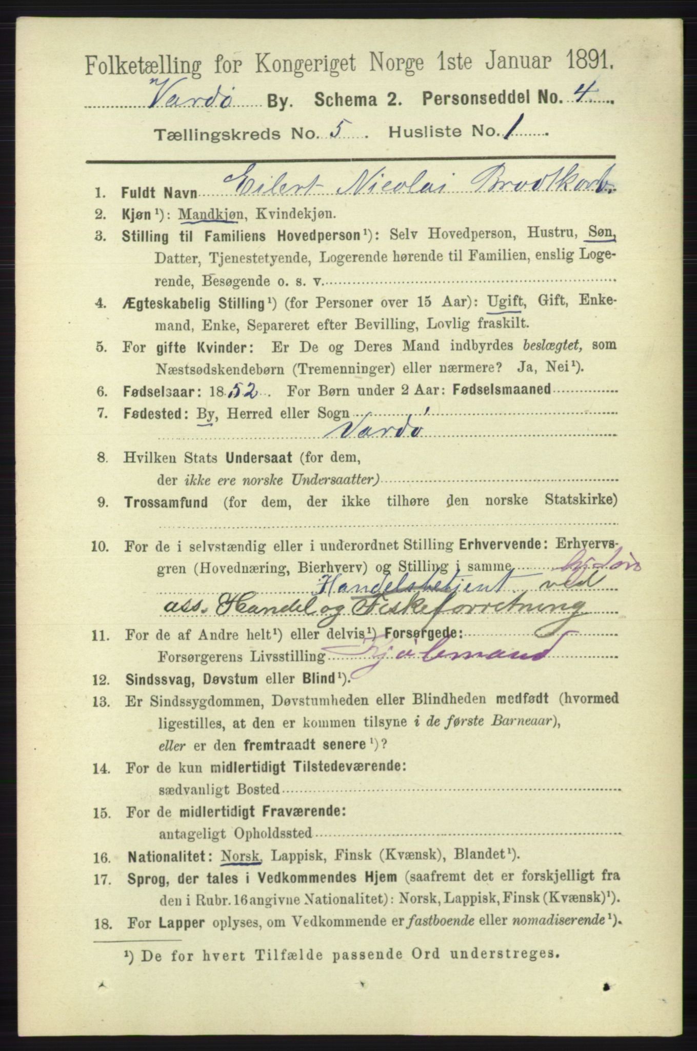 RA, 1891 census for 2002 Vardø, 1891, p. 2330