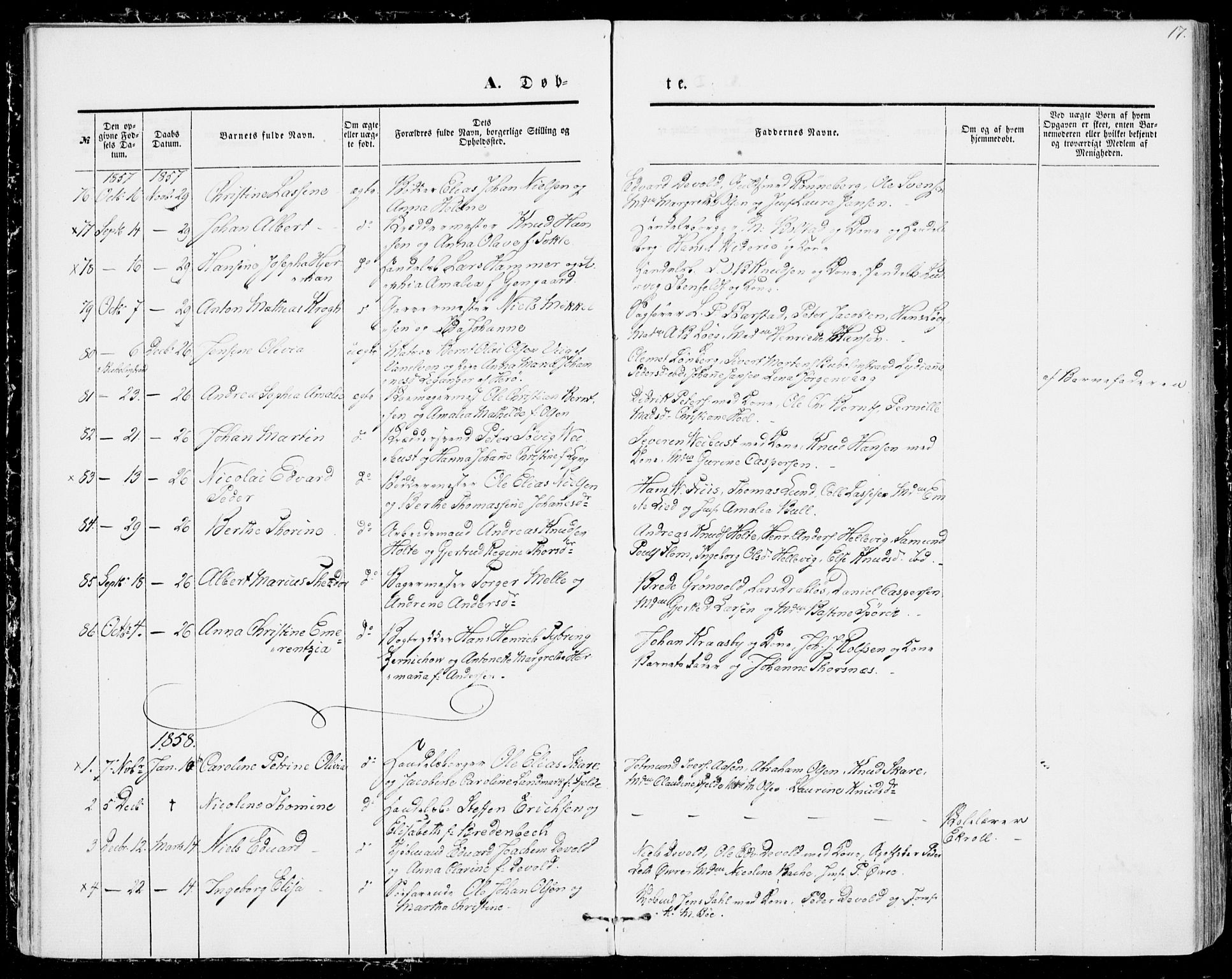 Ministerialprotokoller, klokkerbøker og fødselsregistre - Møre og Romsdal, AV/SAT-A-1454/529/L0451: Parish register (official) no. 529A01, 1855-1863, p. 17