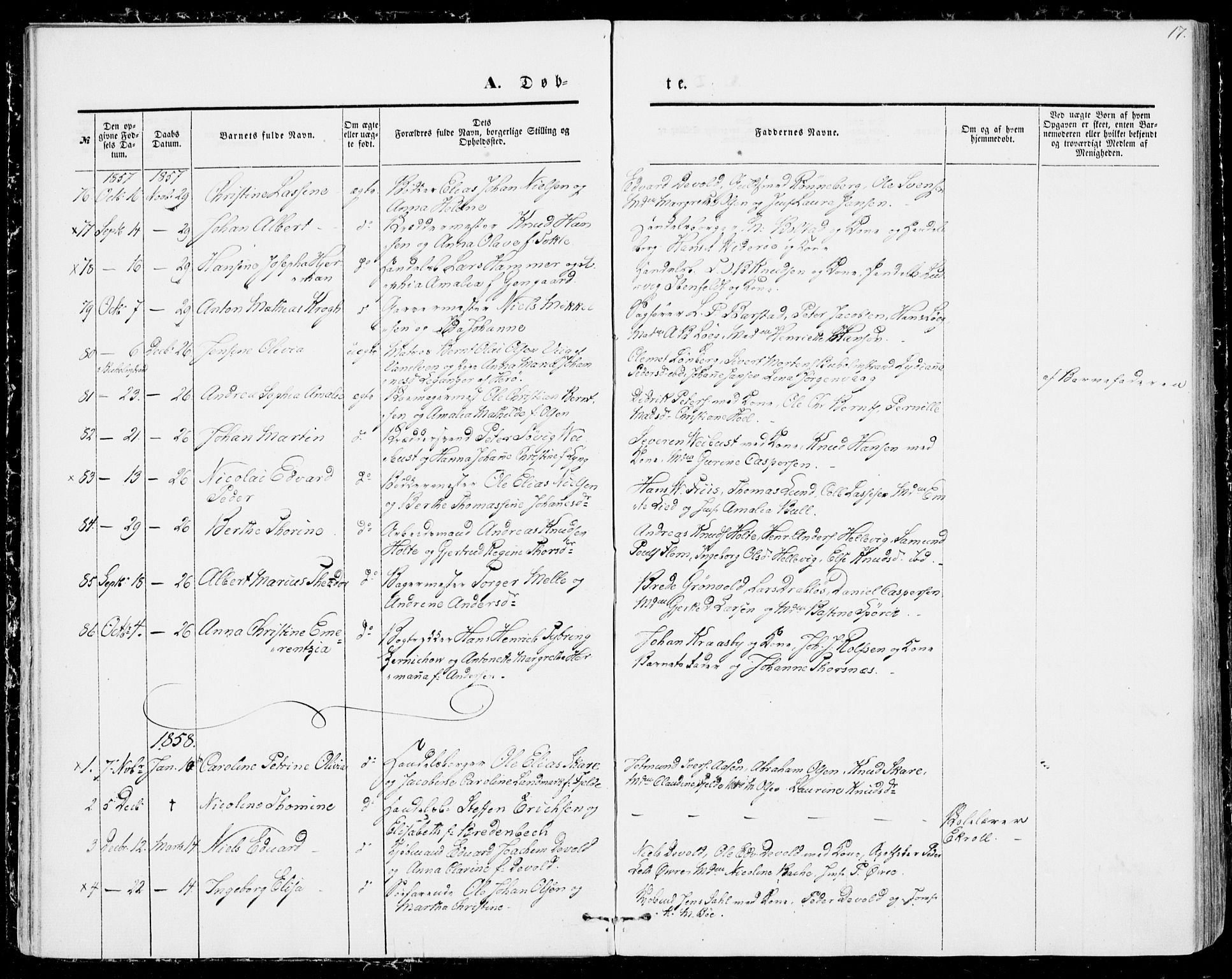 Ministerialprotokoller, klokkerbøker og fødselsregistre - Møre og Romsdal, SAT/A-1454/529/L0451: Parish register (official) no. 529A01, 1855-1863, p. 17