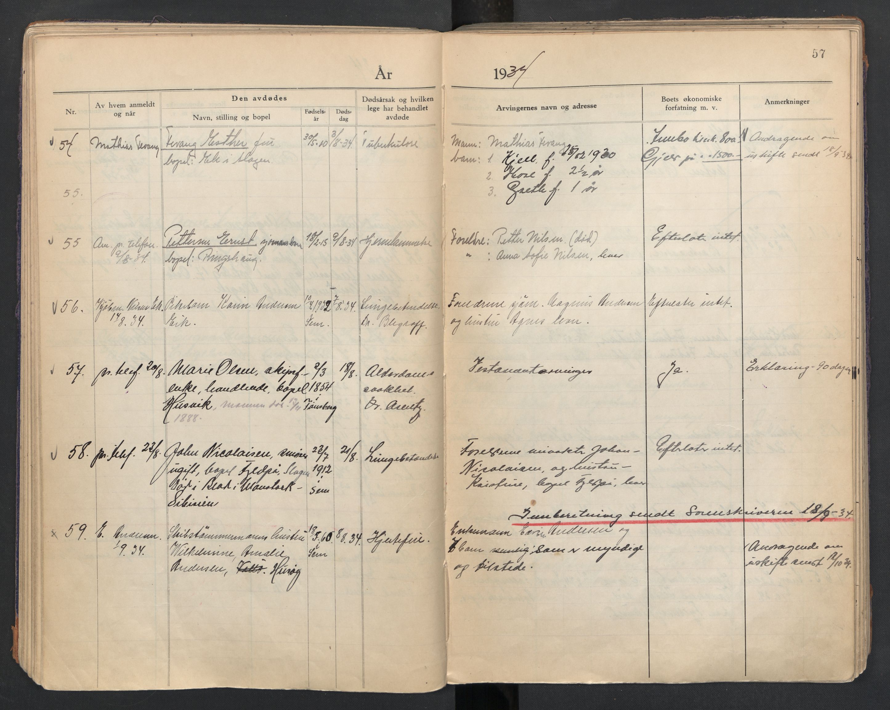 Sem lensmannskontor, AV/SAKO-A-547/H/Ha/L0007: Dødsfallsprotokoll, 1931-1939, p. 57