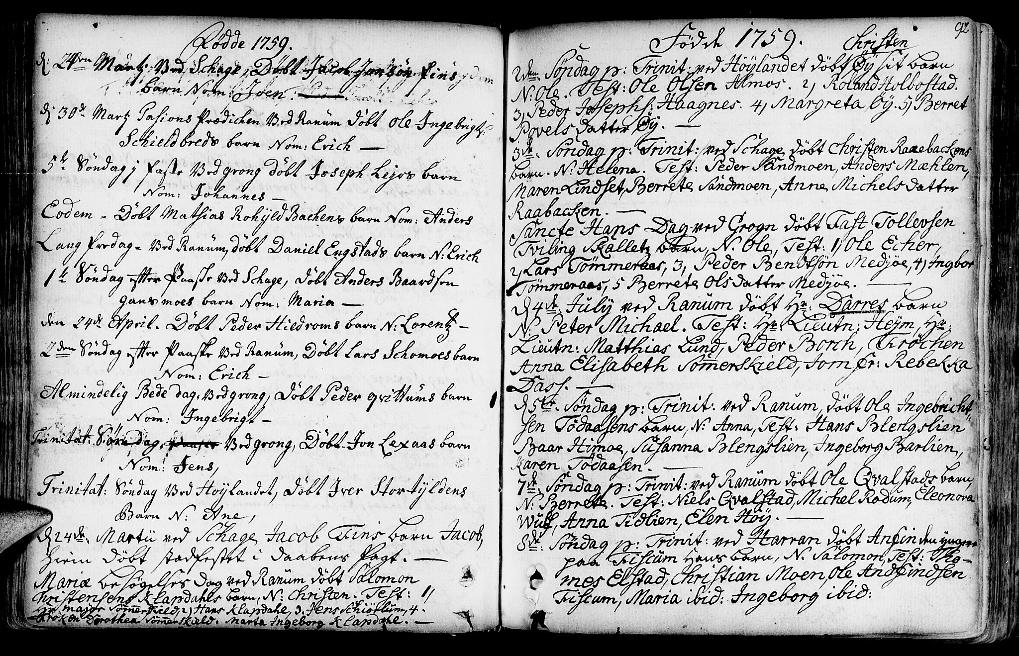 Ministerialprotokoller, klokkerbøker og fødselsregistre - Nord-Trøndelag, AV/SAT-A-1458/764/L0542: Parish register (official) no. 764A02, 1748-1779, p. 92