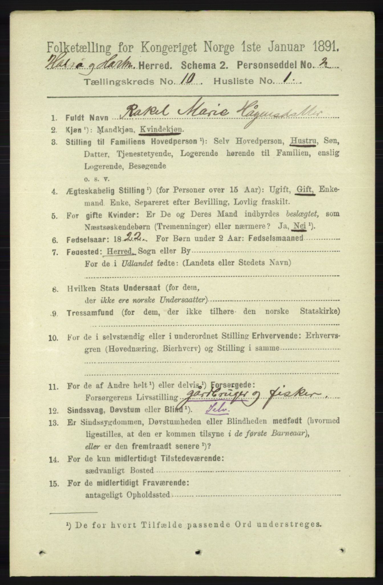 RA, 1891 census for 1019 Halse og Harkmark, 1891, p. 3767