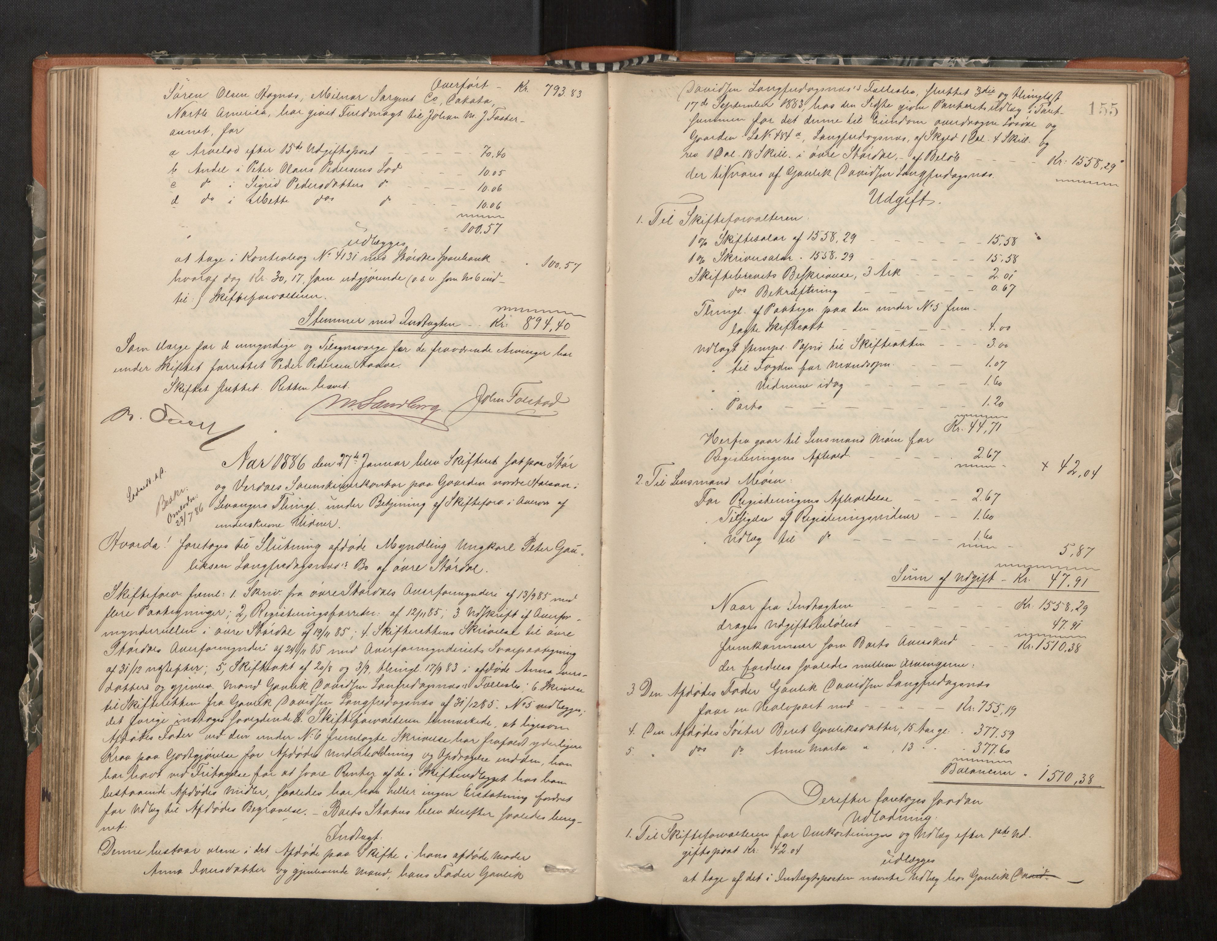 Stjør- og Verdal sorenskriveri, AV/SAT-A-4167/1/3/3A/L0045: Skifteslutningsprotokoll, 1884-1889, p. 155