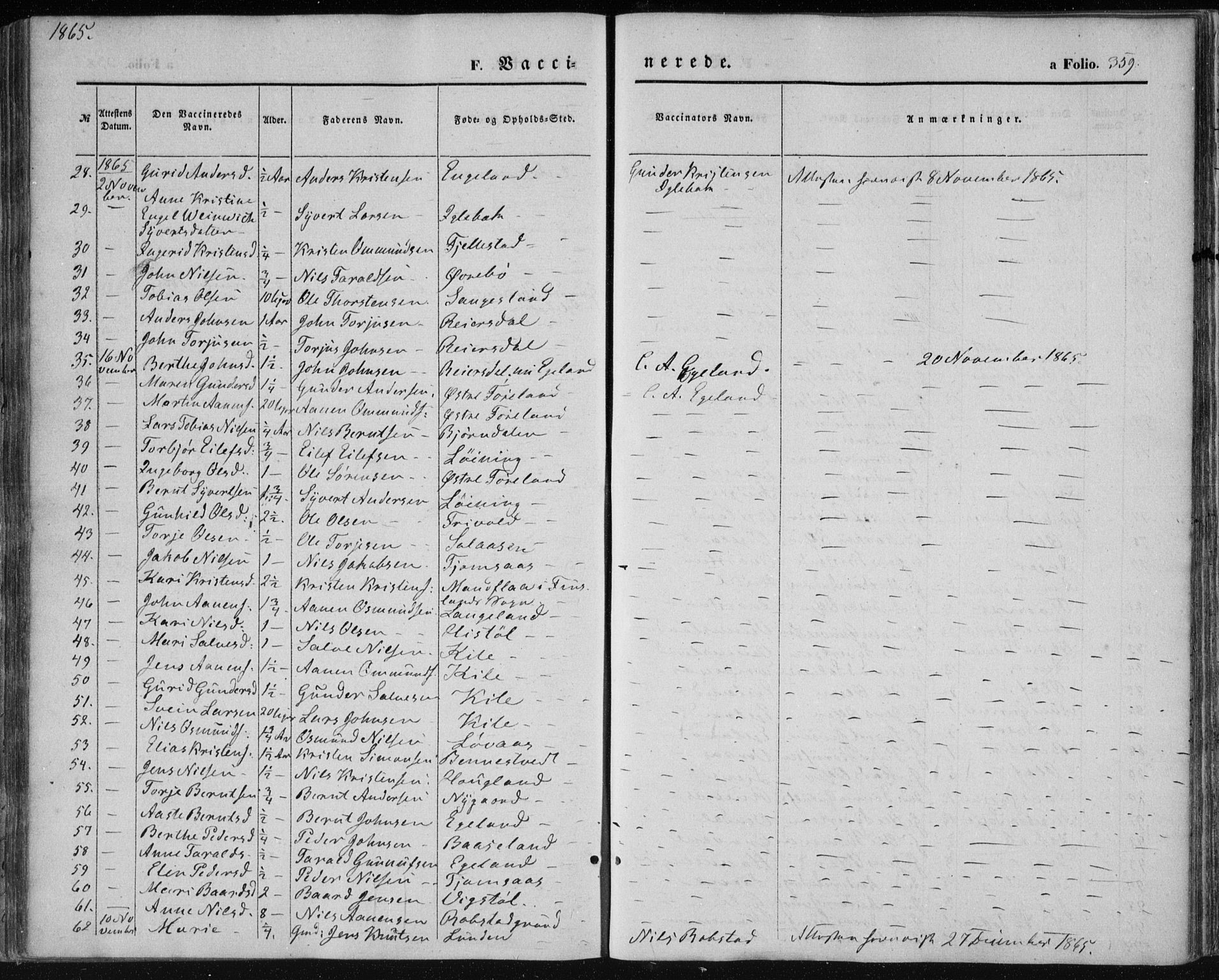 Vennesla sokneprestkontor, AV/SAK-1111-0045/Fa/Fac/L0007: Parish register (official) no. A 7, 1855-1873, p. 359